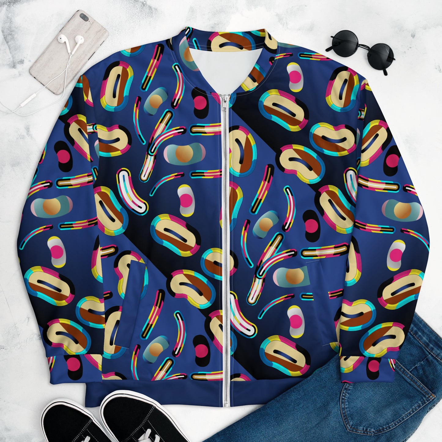 Unisex Bomber Jacket Kukloso Abstracticon No 6 Large Pattern - Free Shipping