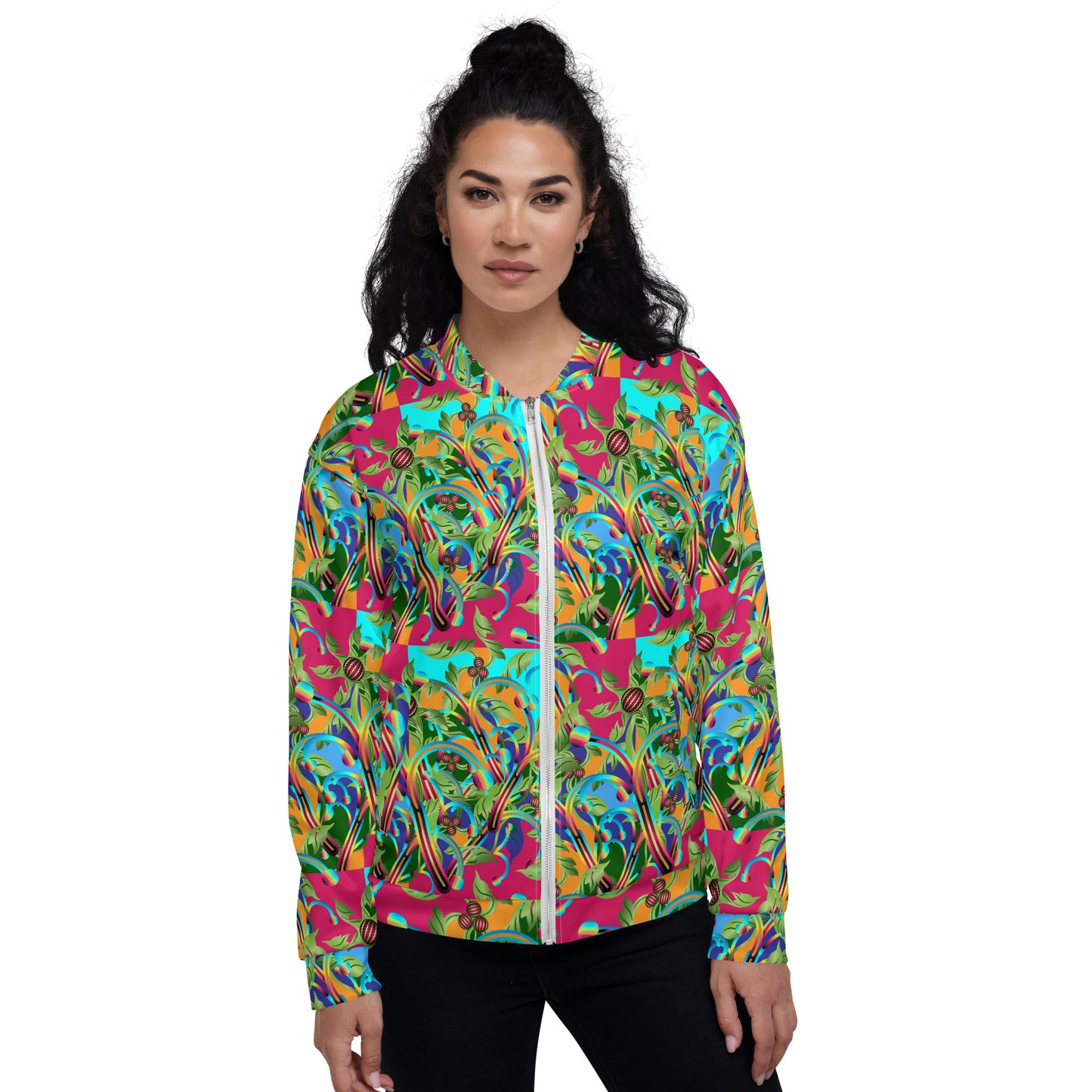 Unisex Bomber Jacket Kukloso Abstracticon Floral No 5 - Free Shipping