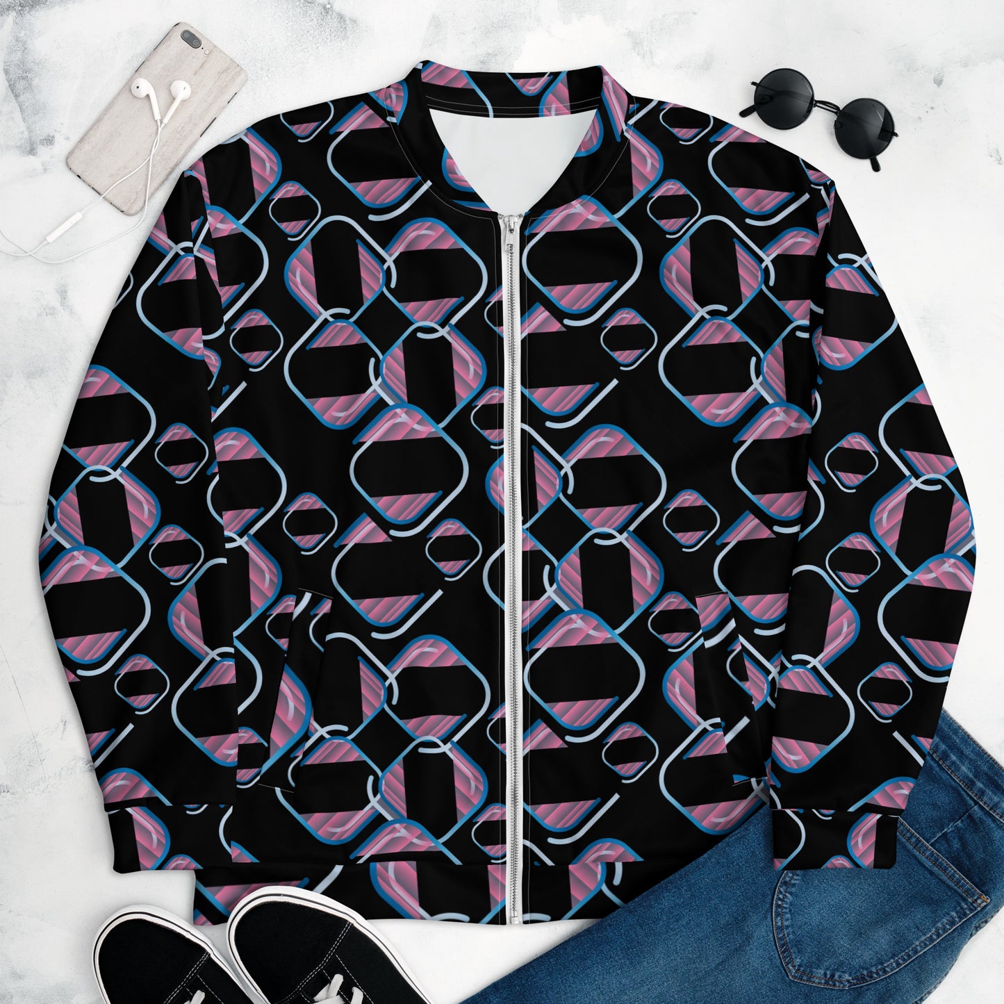 Unisex Bomber Jacket Kukloso Abstracticon Pattern No 4 - Free Shipping