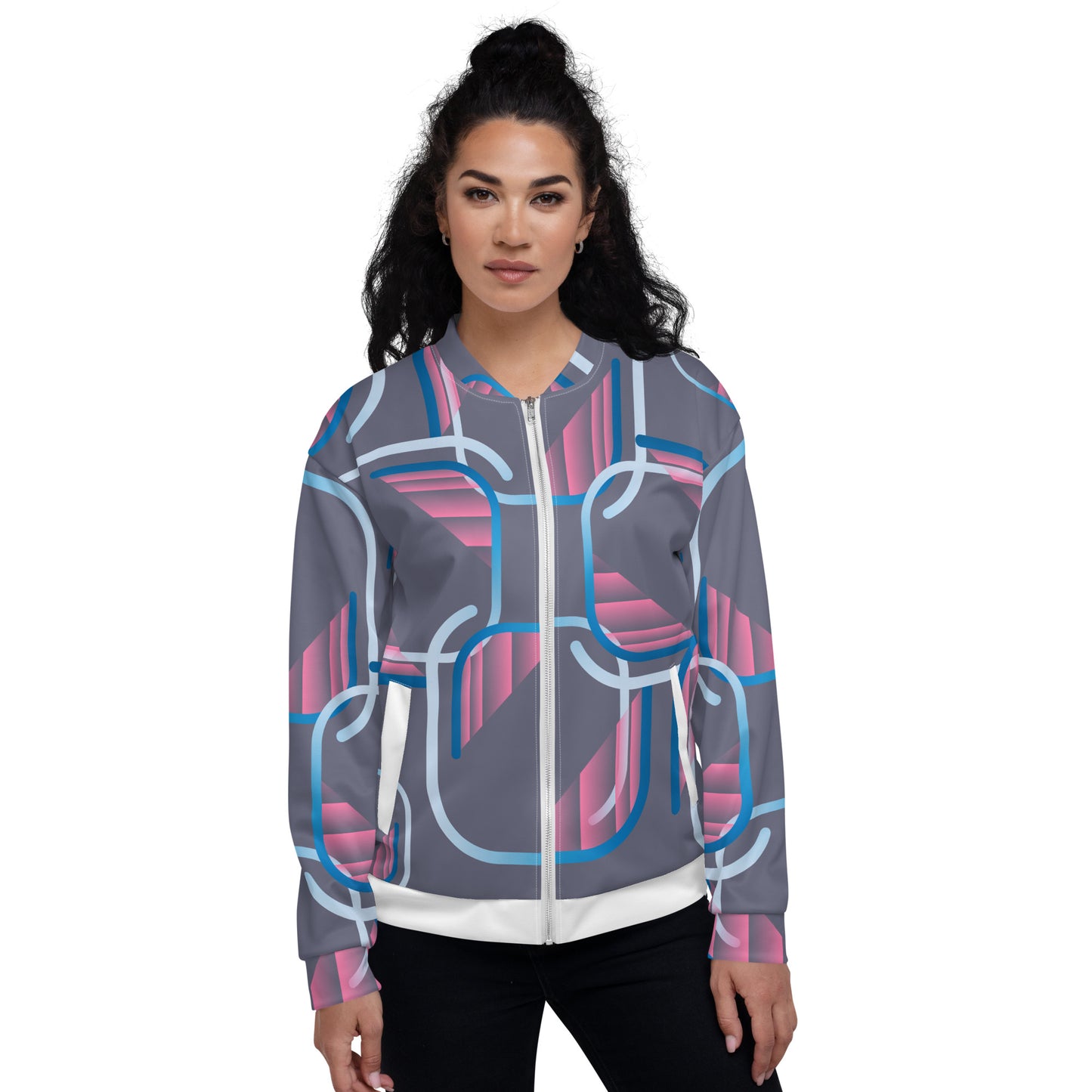 Unisex Bomber Jacket Kukloso Abstracticon Pattern No 3 - Free Shipping