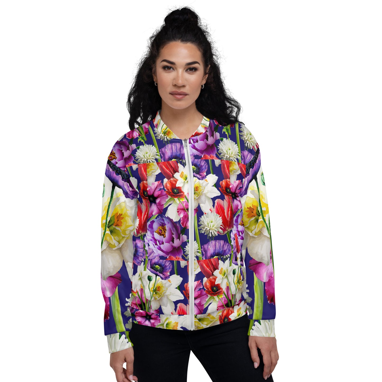 Unisex Bomber Jacket Kukloso Abstracticon Florals No 9 - Free Shipping