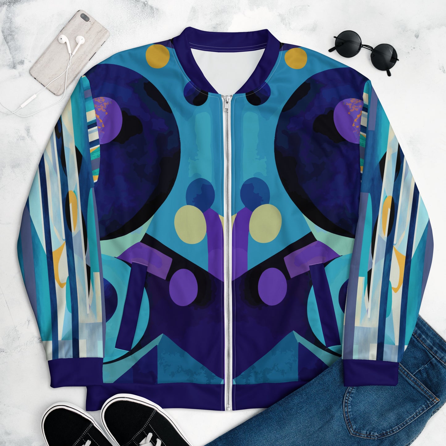 Unisex Bomber Jacket Kukloso Abstracticon No 33 Large Pattern - Free Shipping