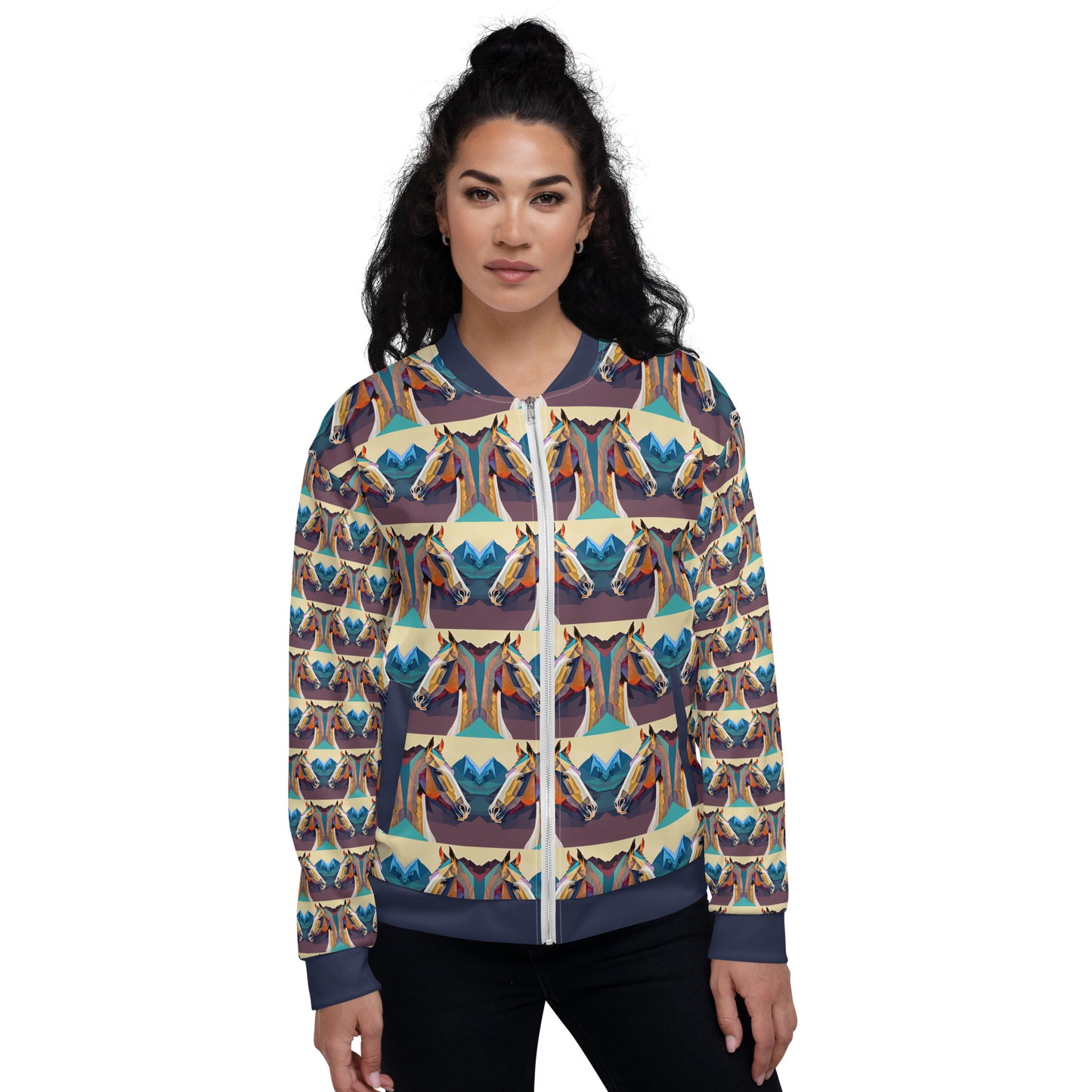 Unisex Bomber Jacket Kukloso Abstracticon No 36 'The Horses' - Free Shipping