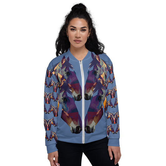 Unisex Bomber Jacket Kukloso Abstracticon No 37 'The Horses' - Free Shipping