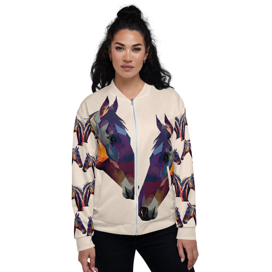 Unisex Bomber Jacket Kukloso Abstracticon No 38 'The Horses' - Free Shipping