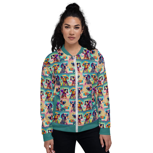 Unisex Bomber Jacket Kukloso Abstracticon No 39 'Beach Dogs' - Free Shipping