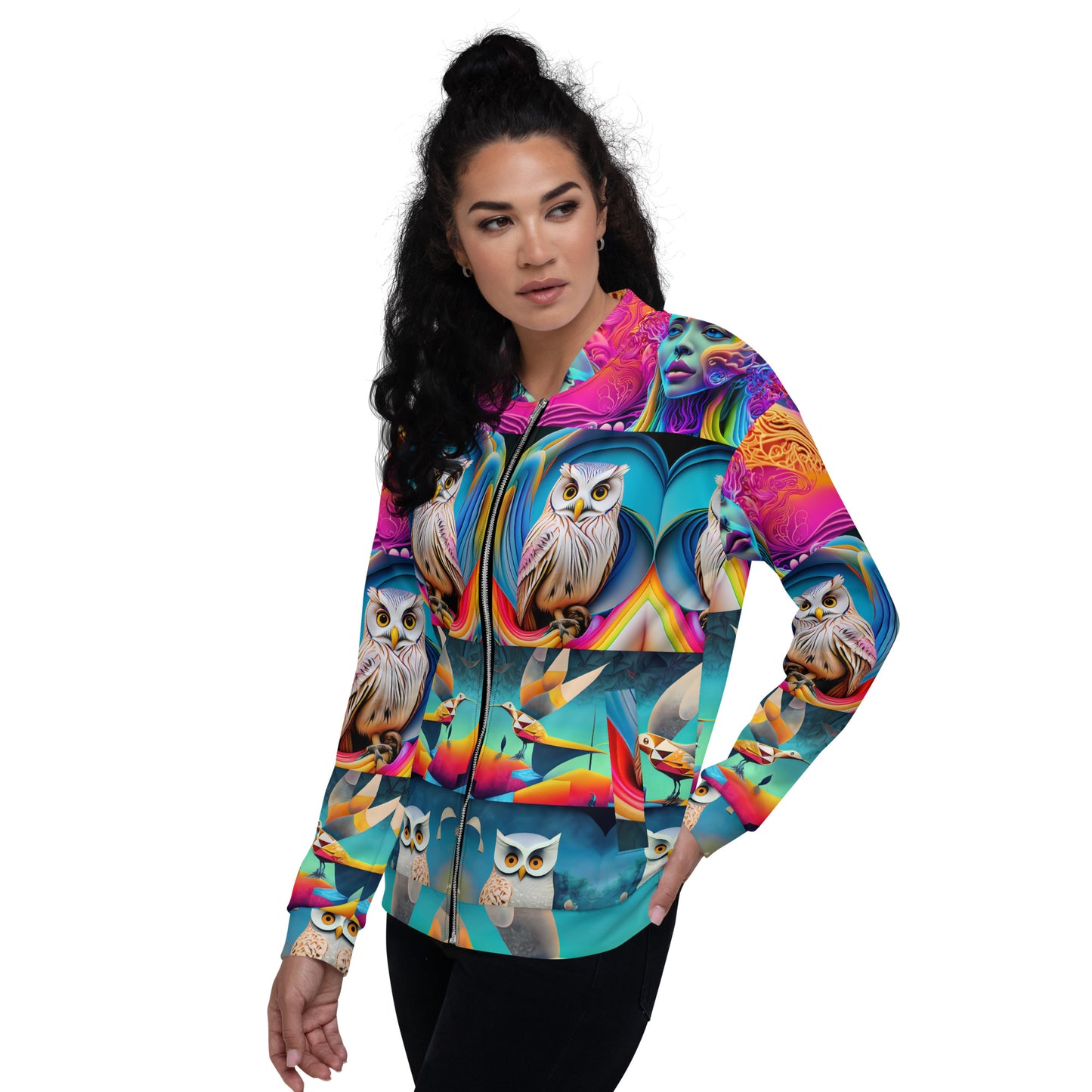 Unisex Bomber Jacket Kukloso Cubist Faces No 29 Multicolors Free Shipping