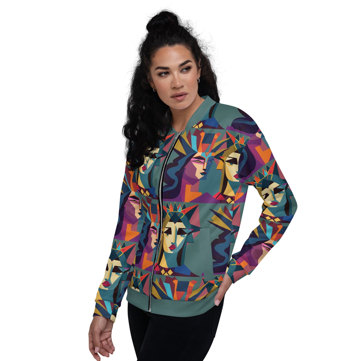 Unisex Bomber Jacket Kukloso Cubist King & Queen - Free Shipping