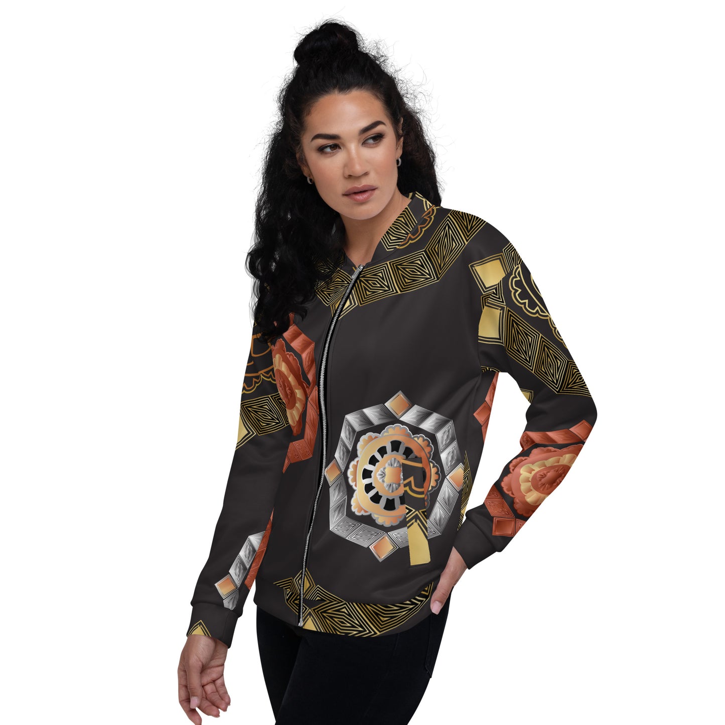 Unisex Bomber Jacket Kukloso Mandala Melange No 1 - Free Shipping