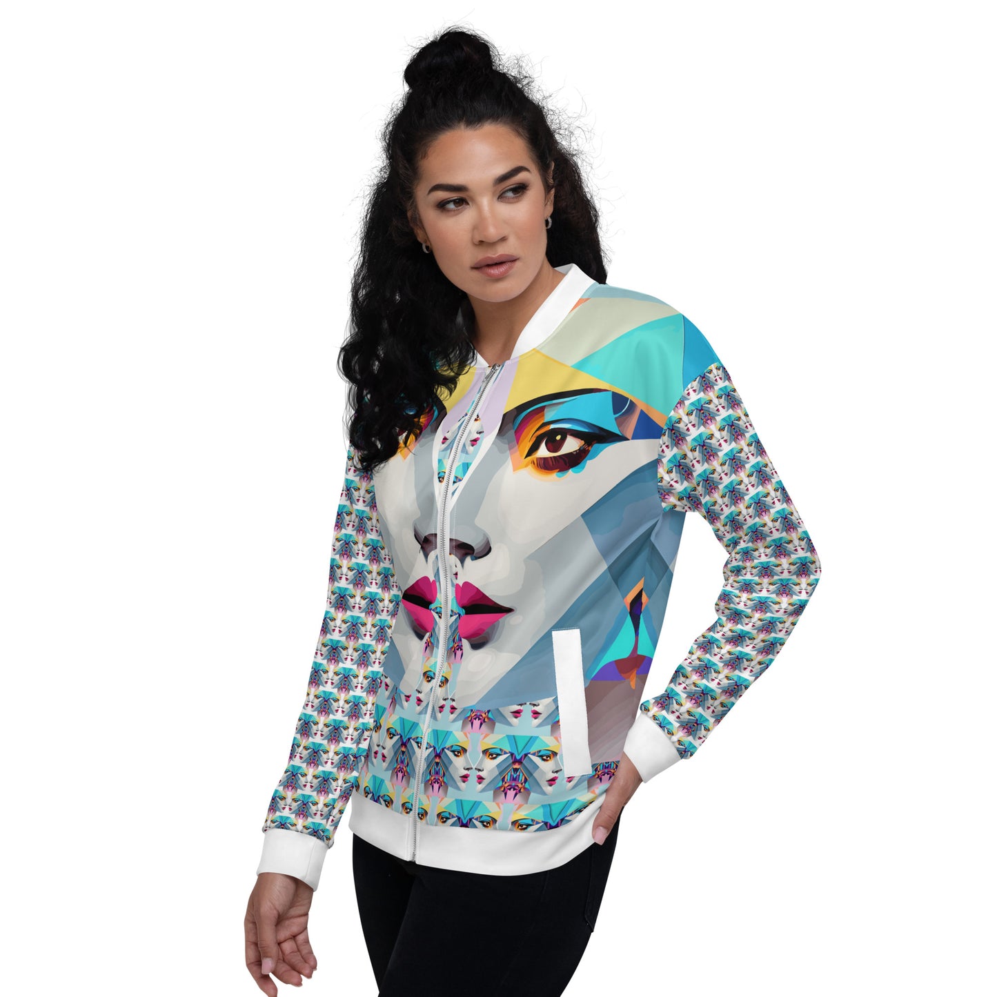 Unisex Bomber Jacket Kukloso Cubist Space Kisser No 2 - Free Shipping