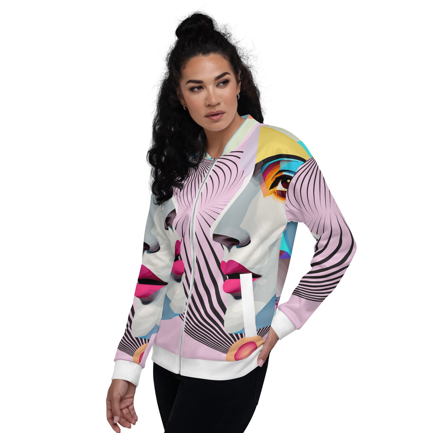 Unisex Bomber Jacket Kukloso Cubist Space Kisser No 3 - Free Shipping