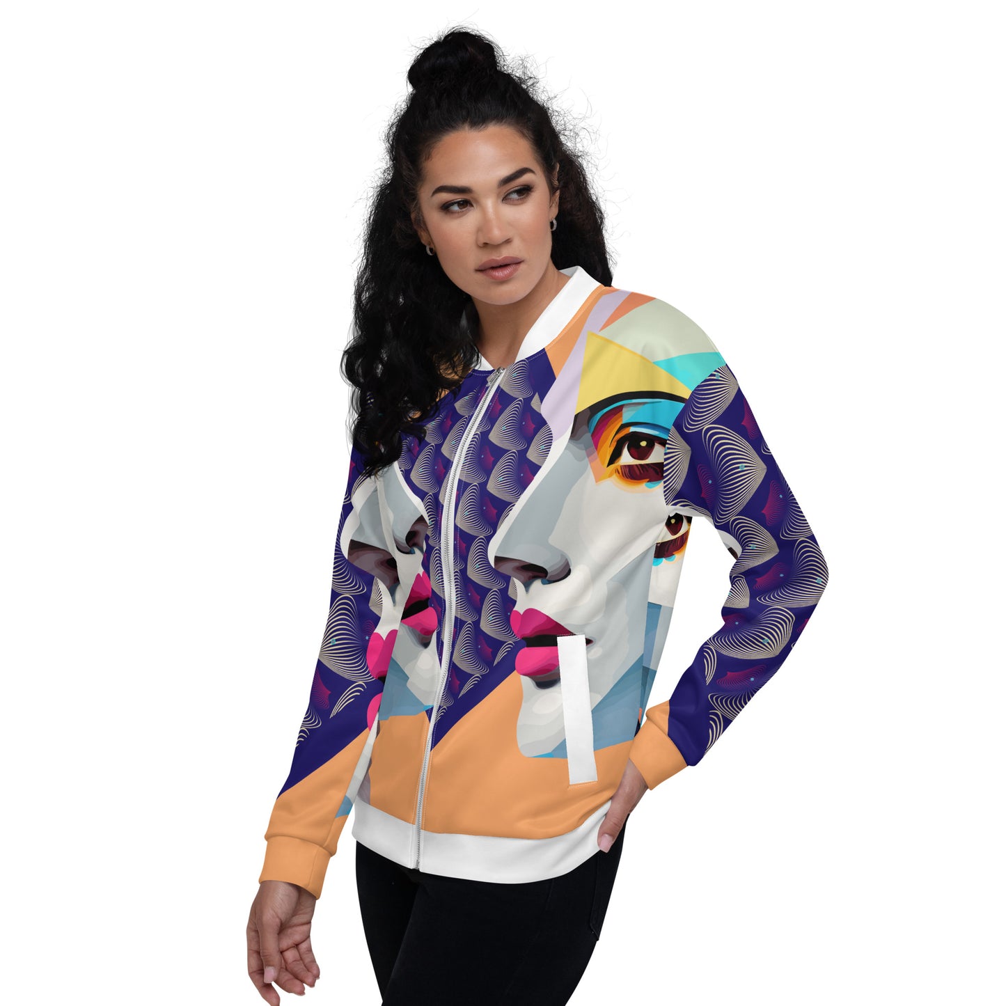 Unisex Bomber Jacket Kukloso Cubist Space Kisser No 4 - Free Shipping