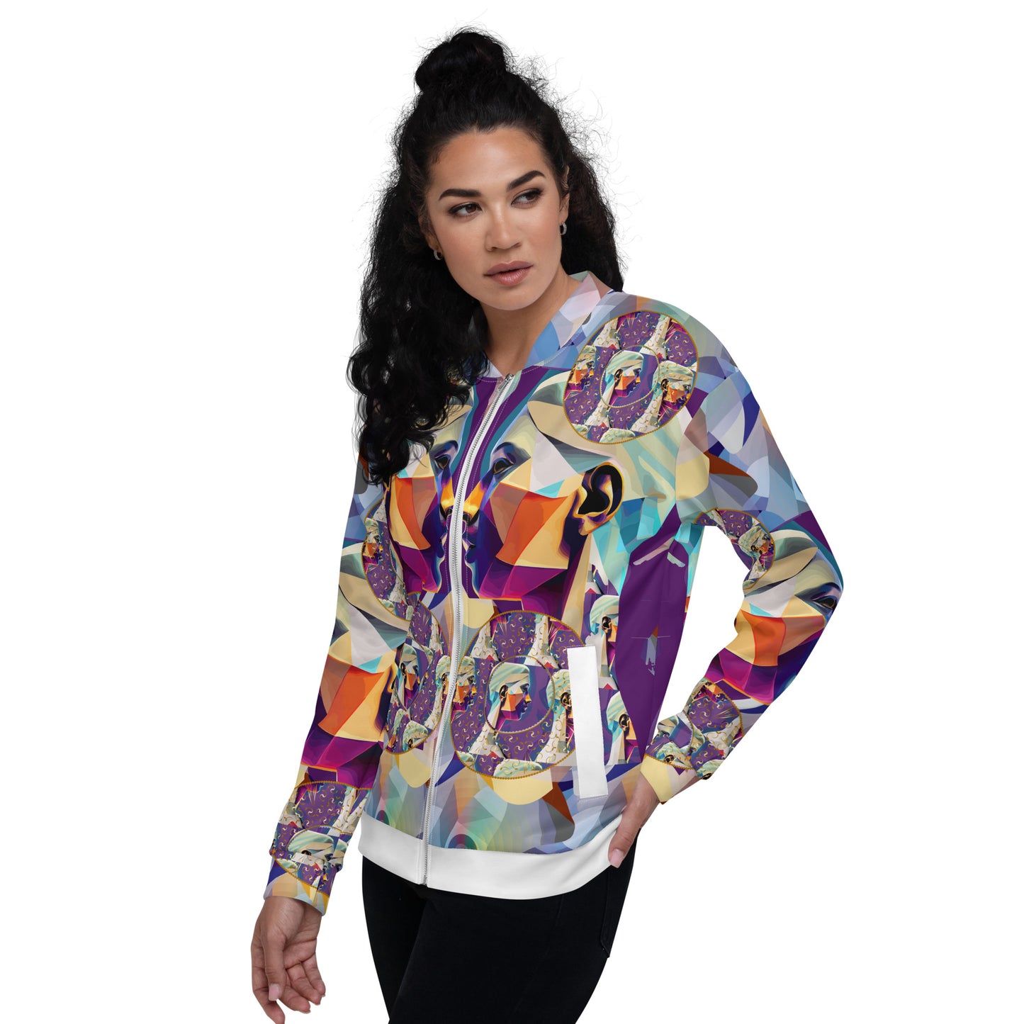 Unisex Bomber Jacket Kukloso Cubist Face Collage No 2 - Free Shipping