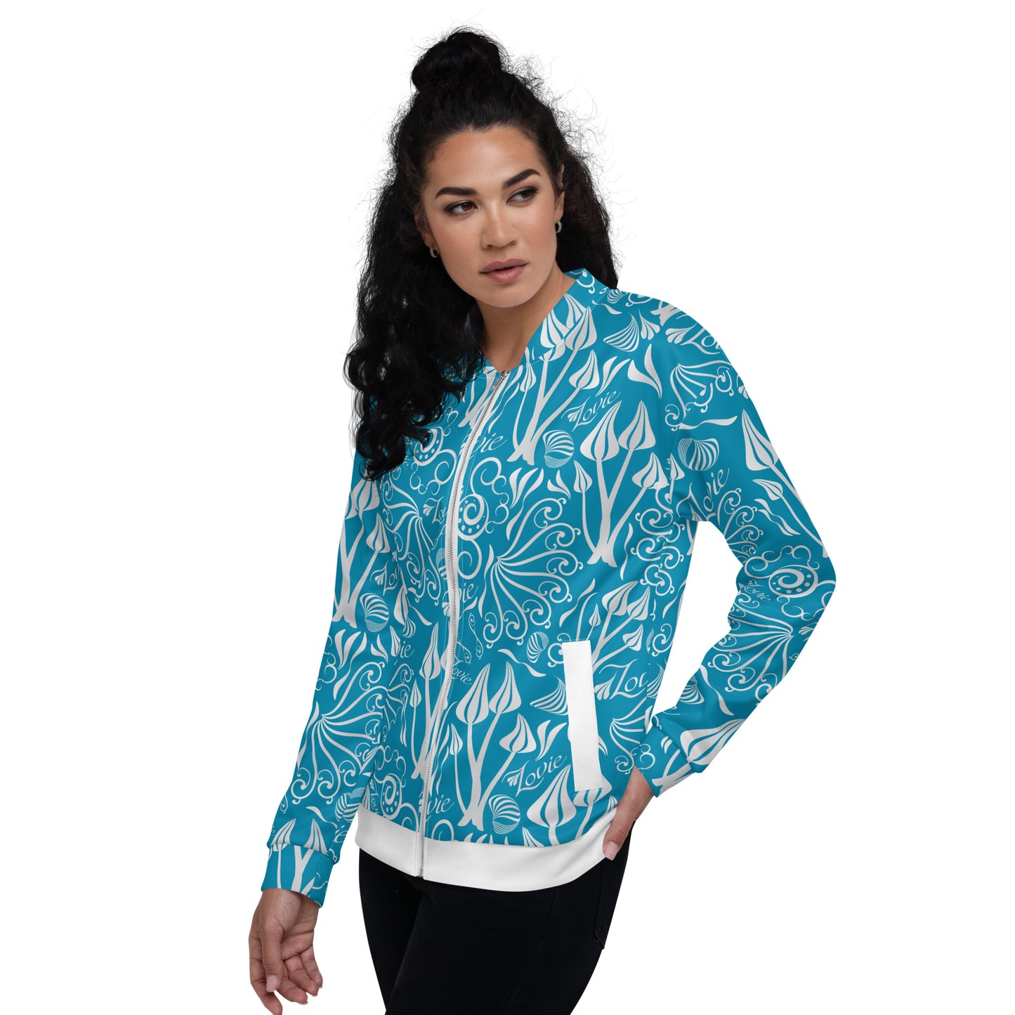 Unisex Bomber Jacket Kukloso "Lovie" No 1 Turquoise - Free Shipping