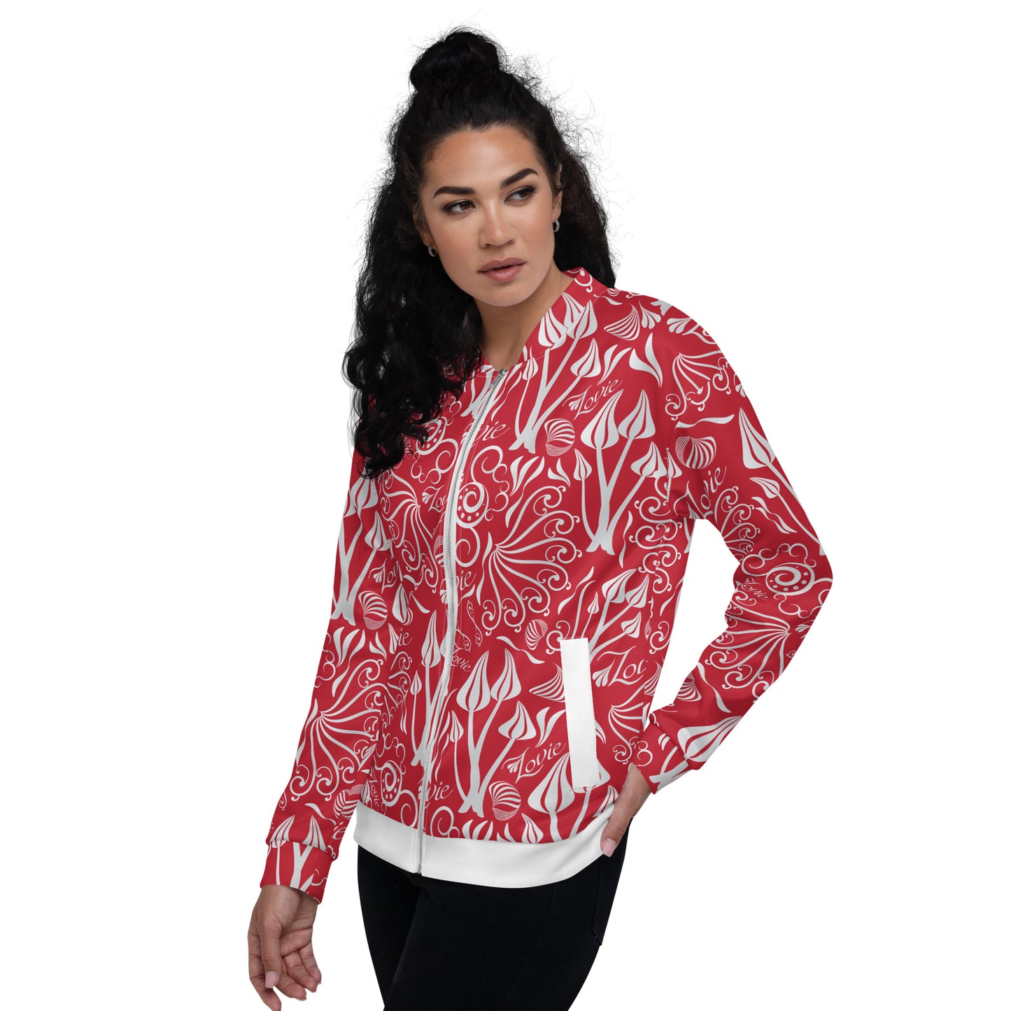 Unisex Bomber Jacket Kukloso 'Lovie' No 1 Red - Free Shipping