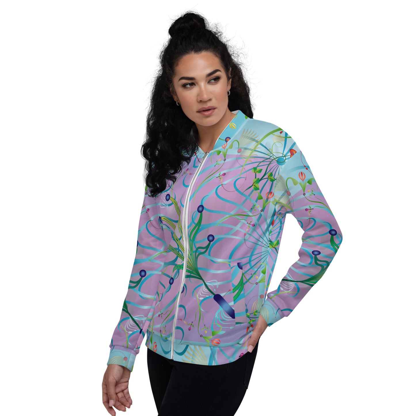 Unisex Bomber Jacket Kukloso Melange de fleur No 80 - Free Shipping