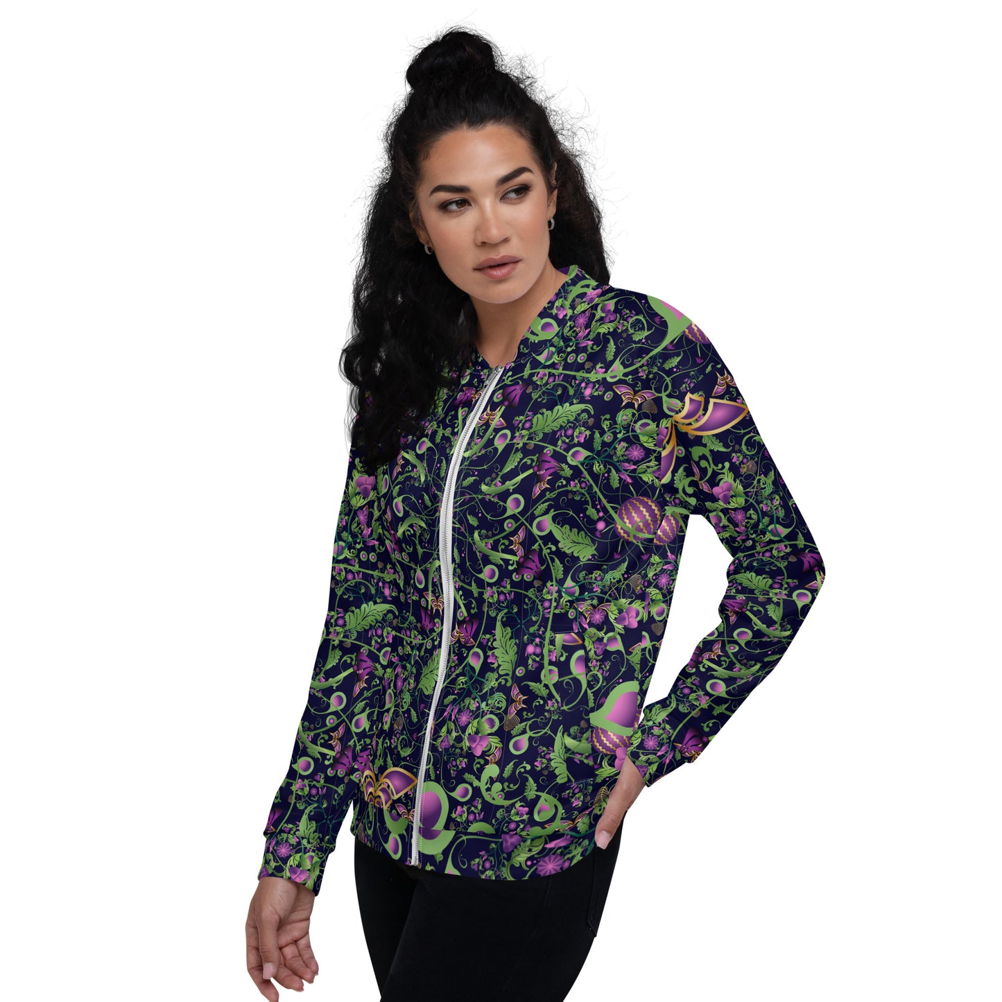 Unisex Bomber Jacket Kukloso Melange de fleur No 6A - Free Shipping