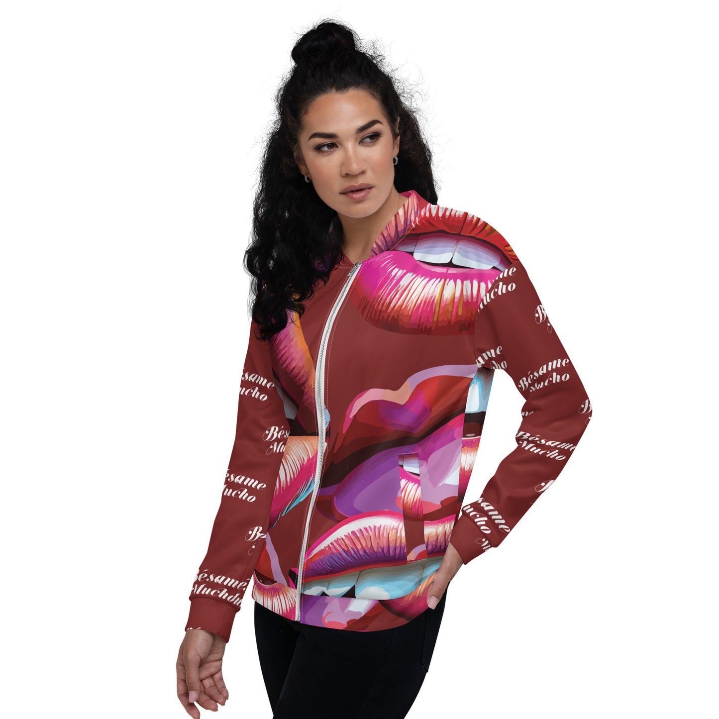 Unisex Bomber Jacket Kukloso Besame Mucho No 2 Large Pattern - Free Shipping