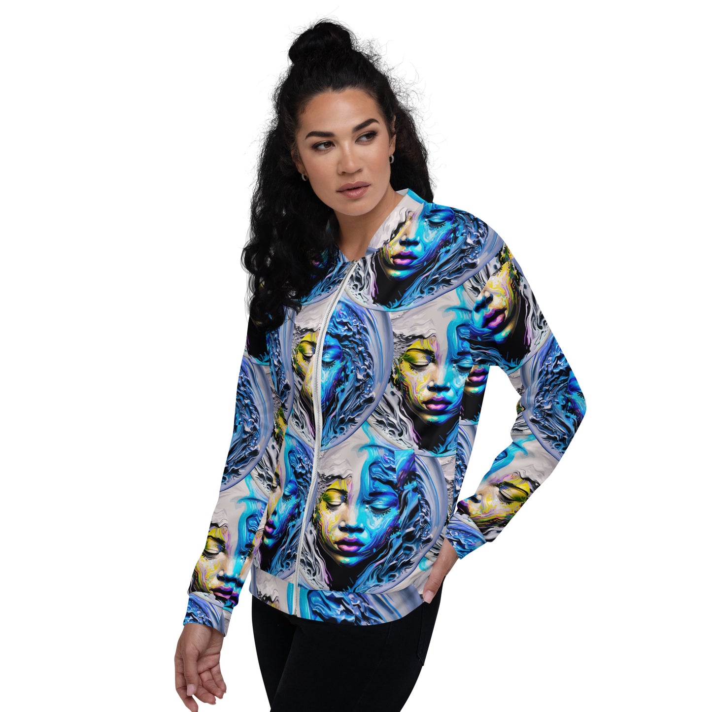 Unisex Bomber Jacket Kukloso Liquid Color Woman No 1 Medium Pattern - Free Shipping