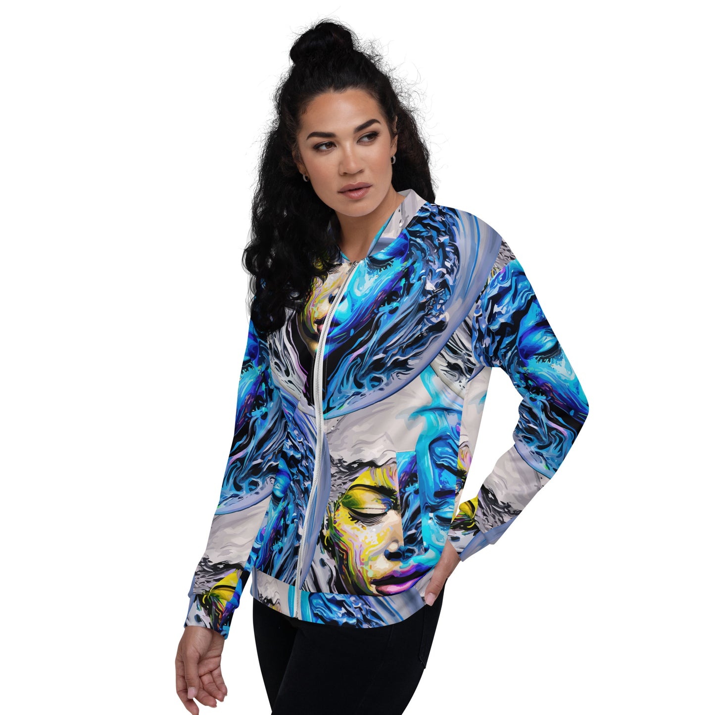 Unisex Bomber Jacket Kukloso Liquid Color Woman No 1 Large Pattern - Free Shipping