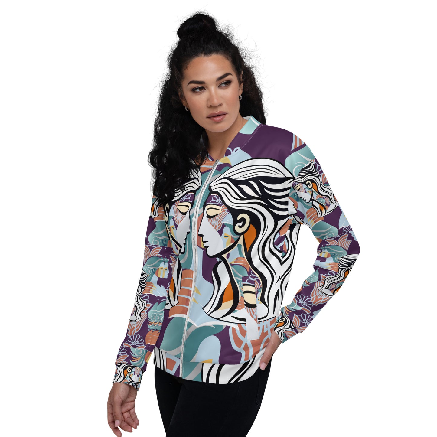 Unisex Bomber Jacket Kukloso Greek Woman No 6 - Free Shipping