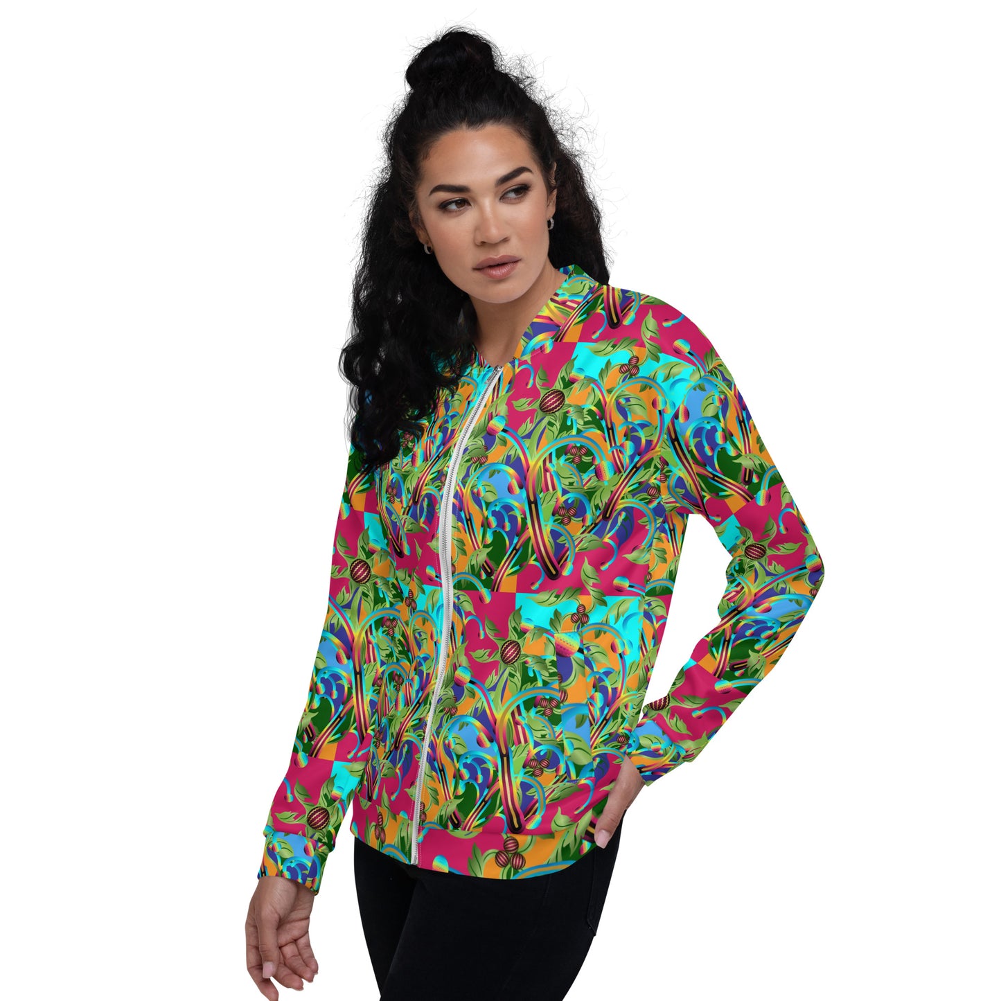 Unisex Bomber Jacket Kukloso Abstracticon Floral No 5 - Free Shipping