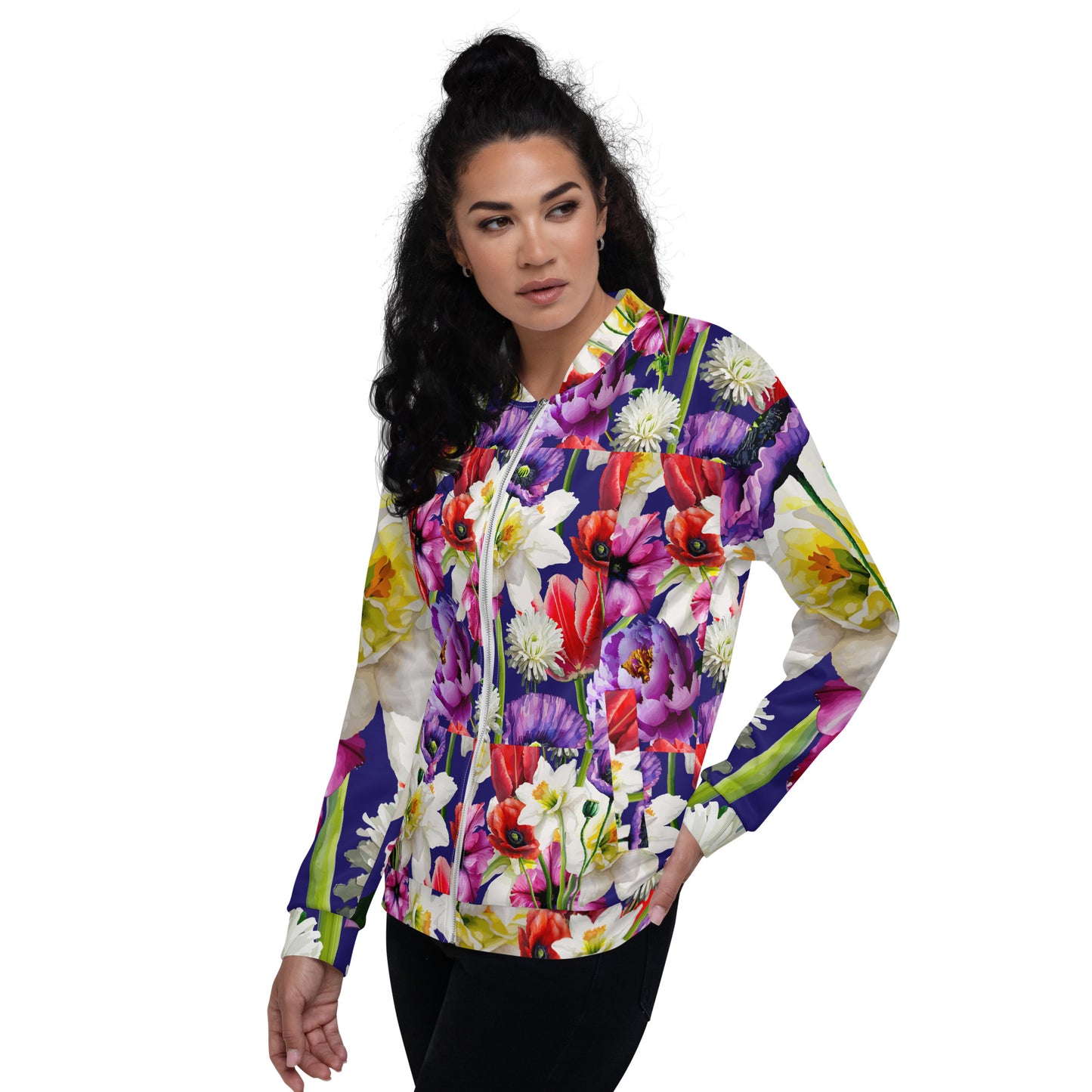 Unisex Bomber Jacket Kukloso Abstracticon Florals No 9 - Free Shipping