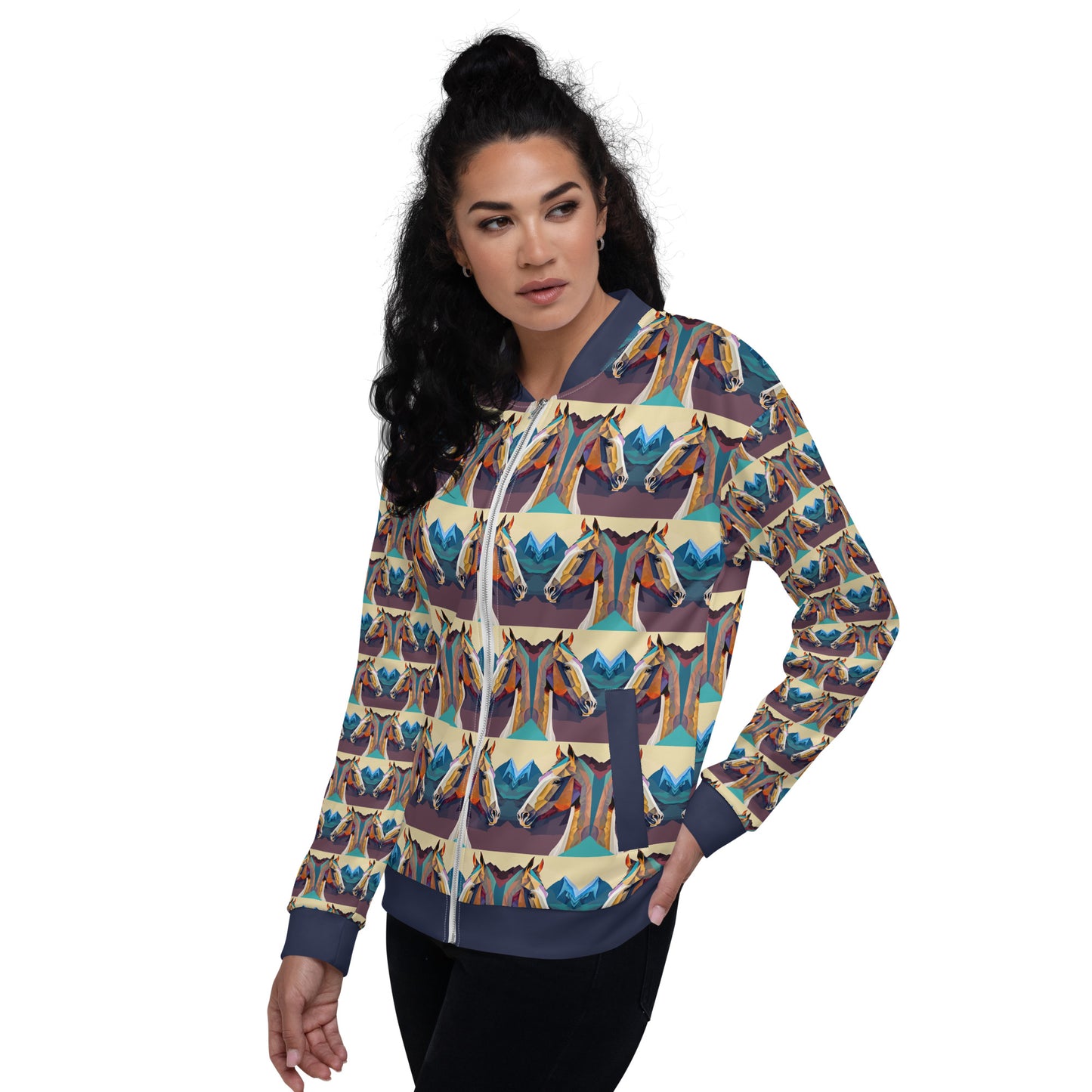 Unisex Bomber Jacket Kukloso Abstracticon No 36 'The Horses' - Free Shipping