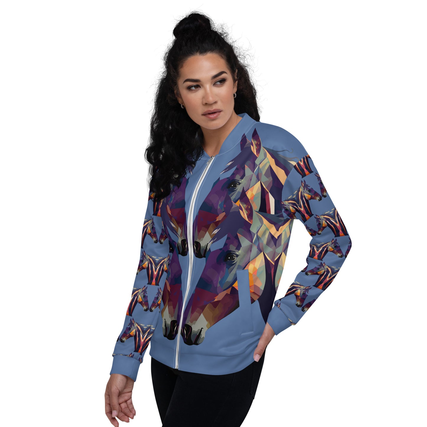 Unisex Bomber Jacket Kukloso Abstracticon No 37 'The Horses' - Free Shipping