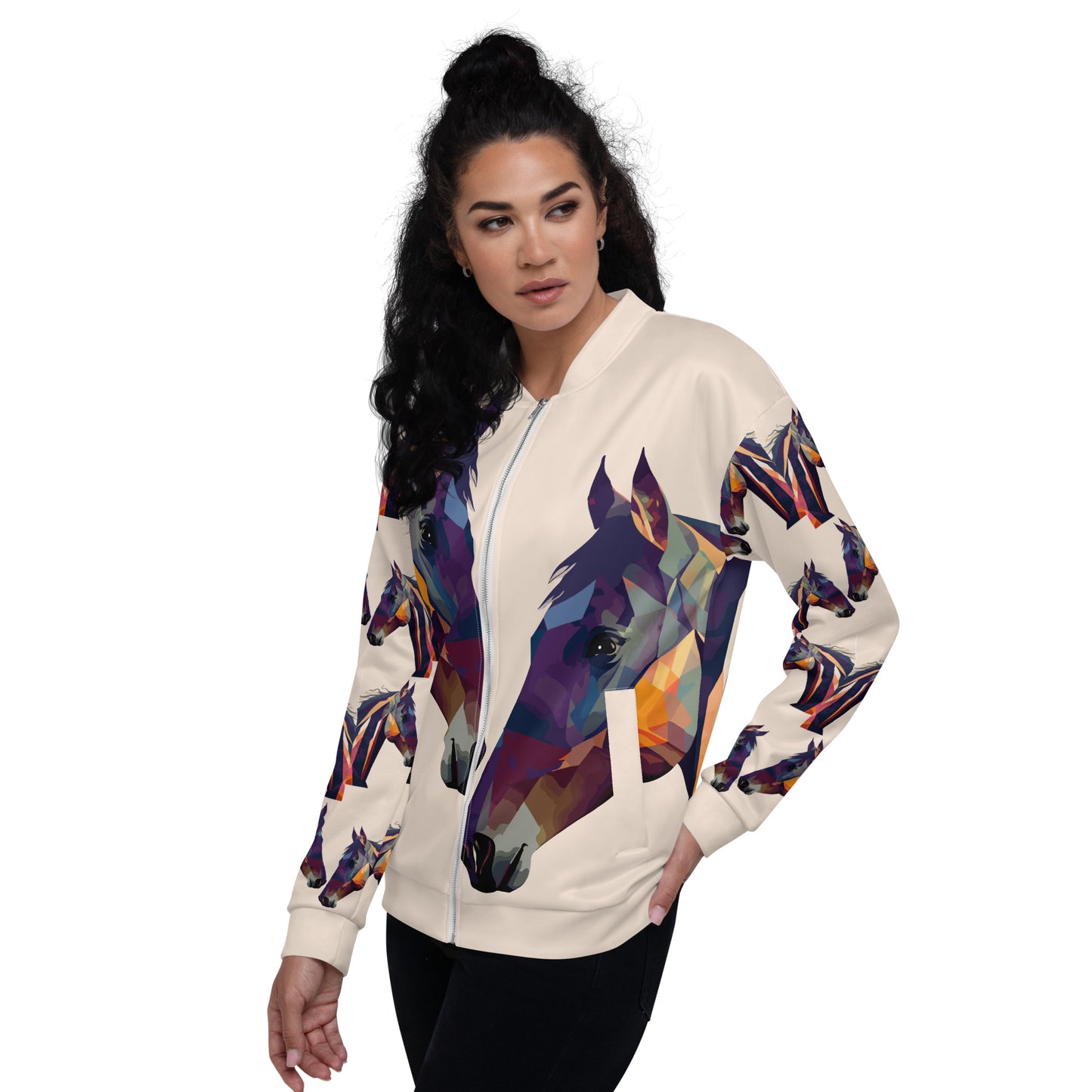 Unisex Bomber Jacket Kukloso Abstracticon No 38 'The Horses' - Free Shipping