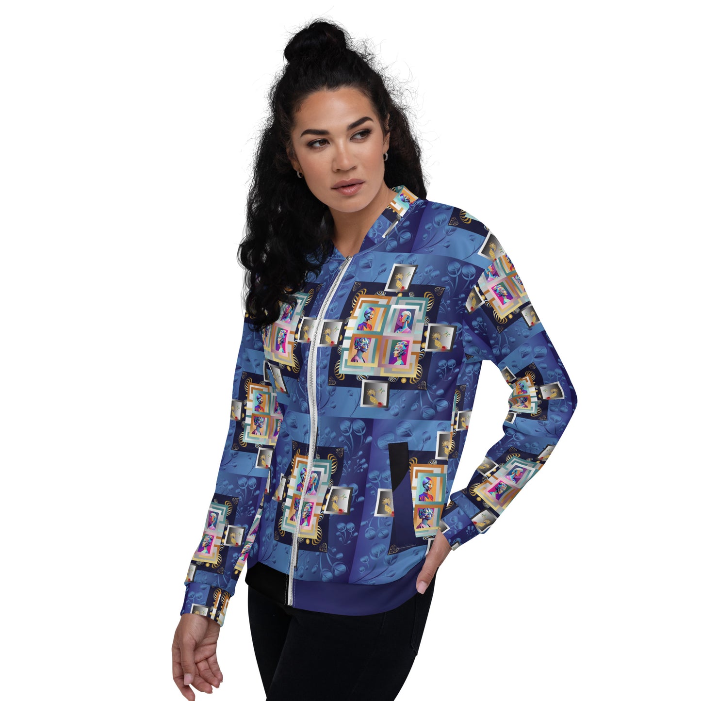 Unisex Bomber Jacket Kukloso Four Ladies Collage No 1 Medium Pattern - Free Shipping