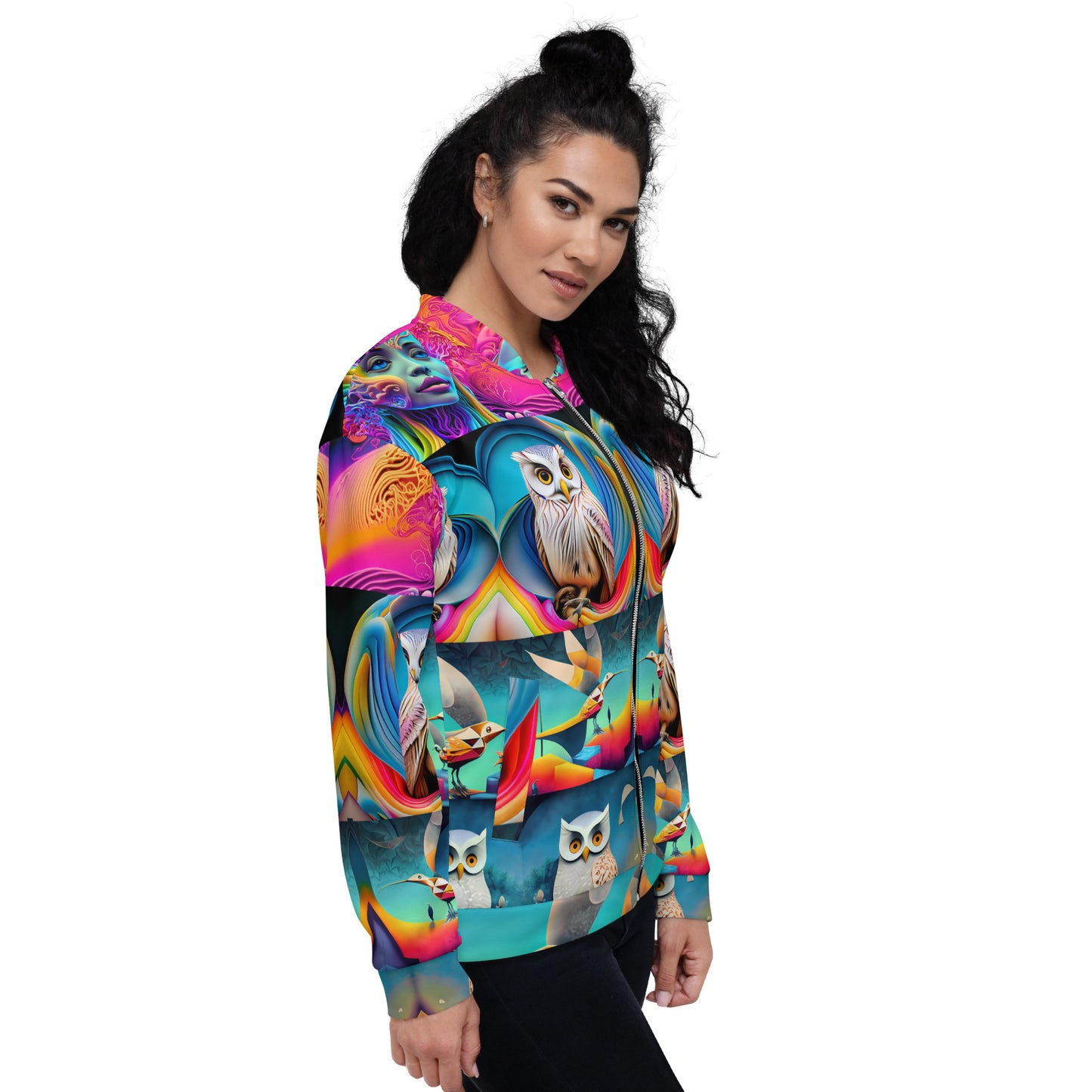 Unisex Bomber Jacket Kukloso Cubist Faces No 29 Multicolors Free Shipping