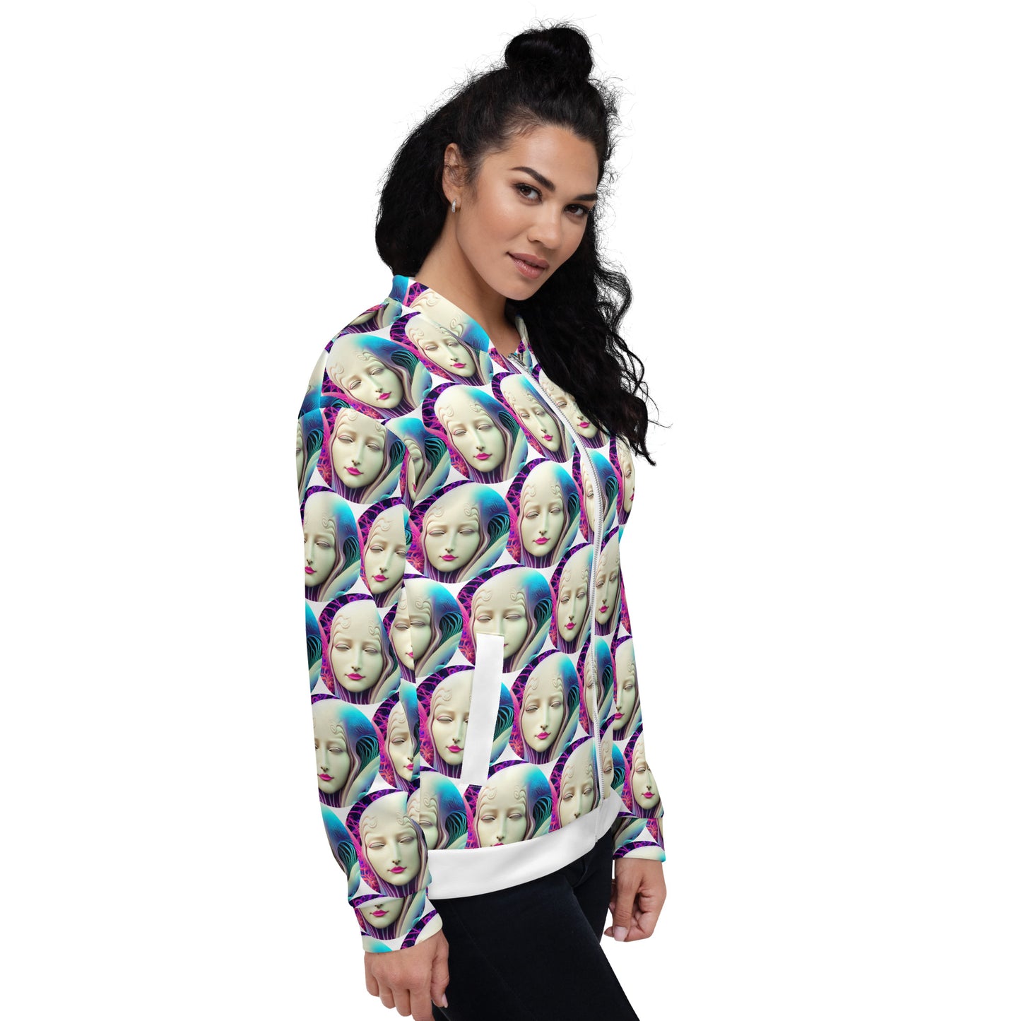 Unisex Bomber Jacket Kukloso Space Face No 9 Small Pattern - Free Shipping