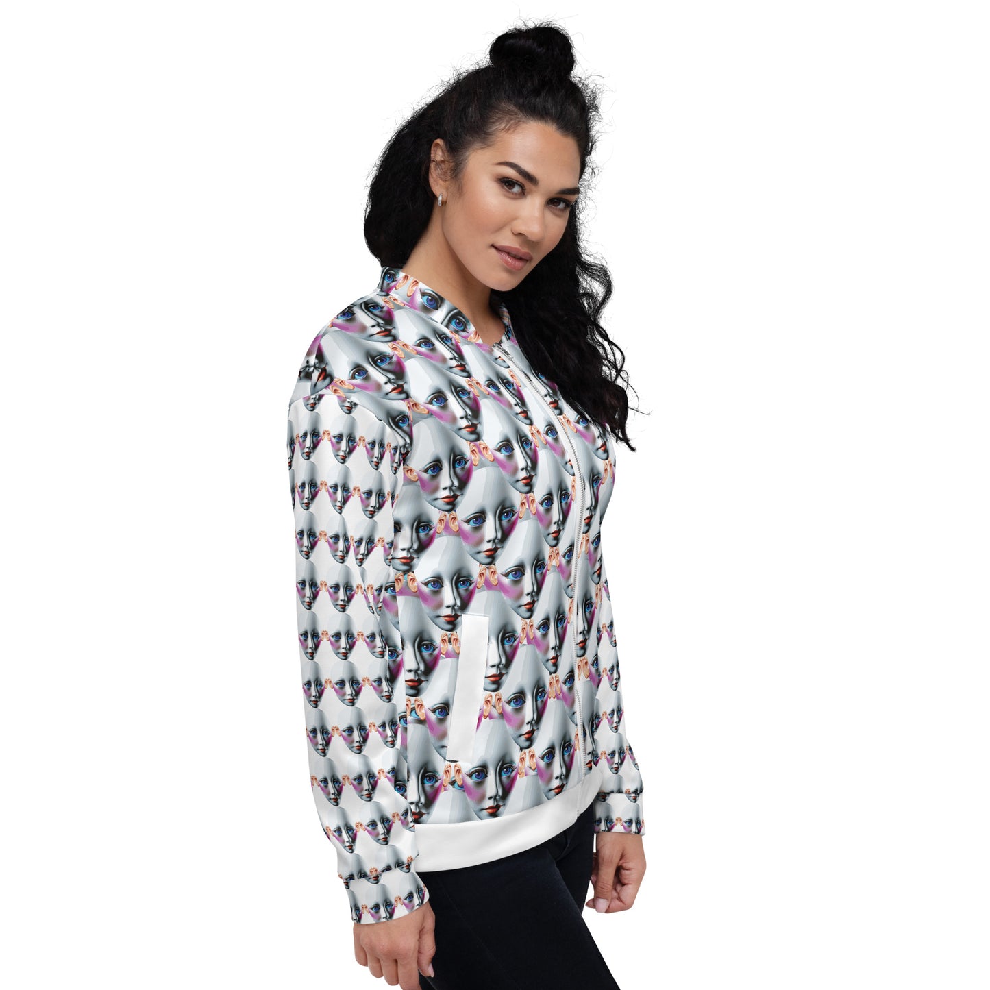 Unisex Bomber Jacket Kukloso Space Faces No 1 - Free Shipping