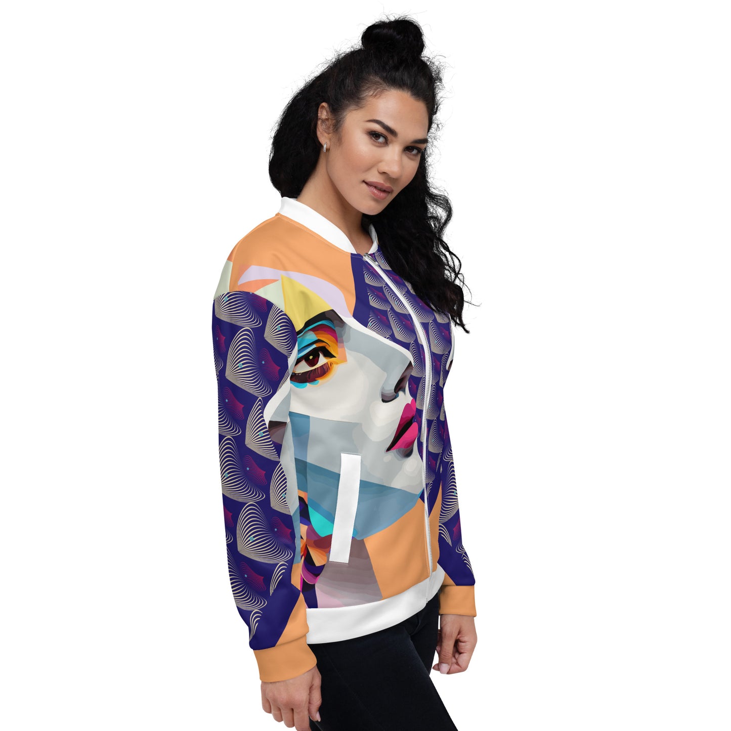 Unisex Bomber Jacket Kukloso Cubist Space Kisser No 4 - Free Shipping