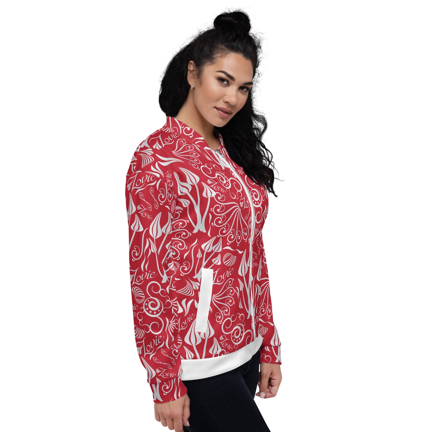 Unisex Bomber Jacket Kukloso 'Lovie' No 1 Red - Free Shipping