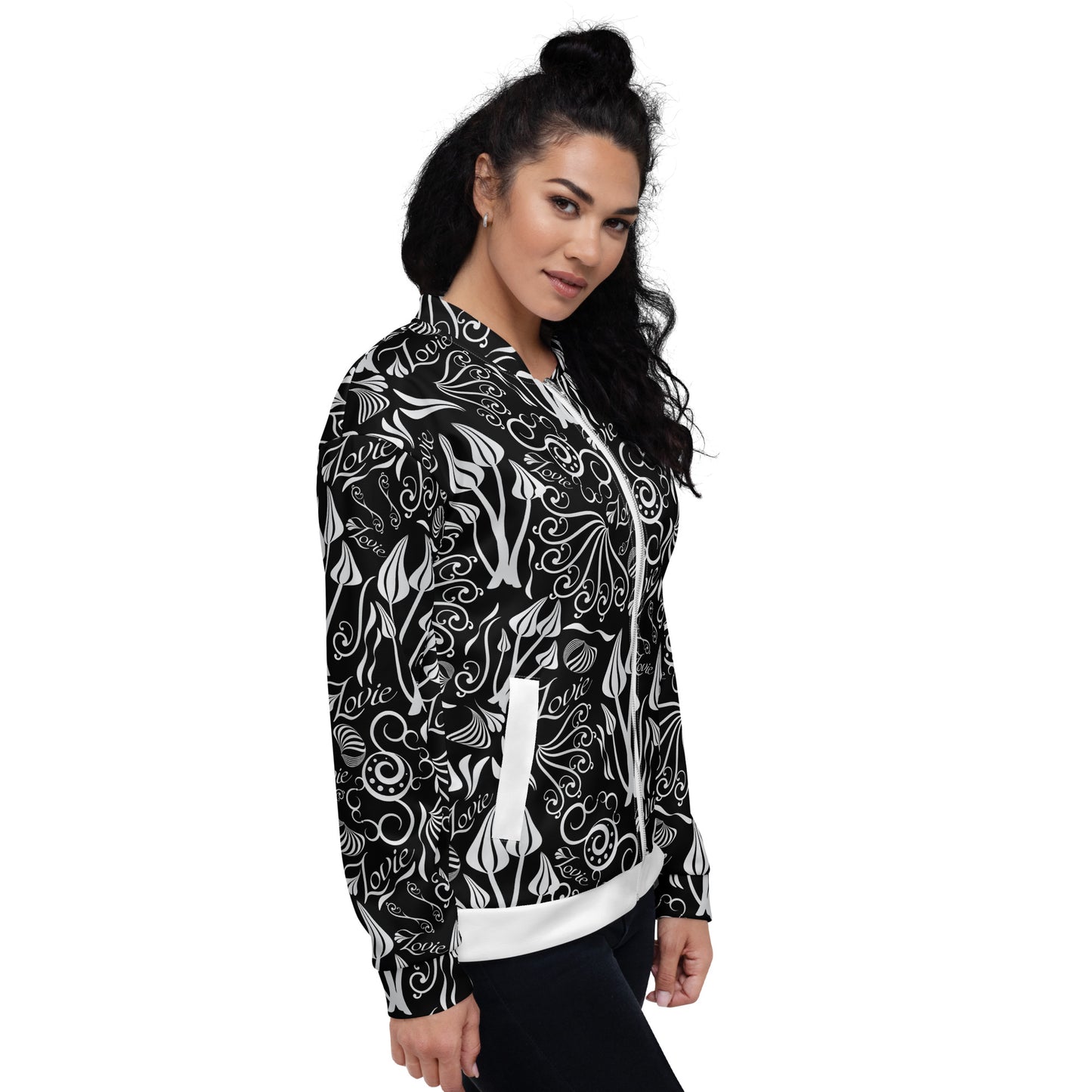 Unisex Bomber Jacket Kukloso 'Lovie' No 1 Black - Free Shipping