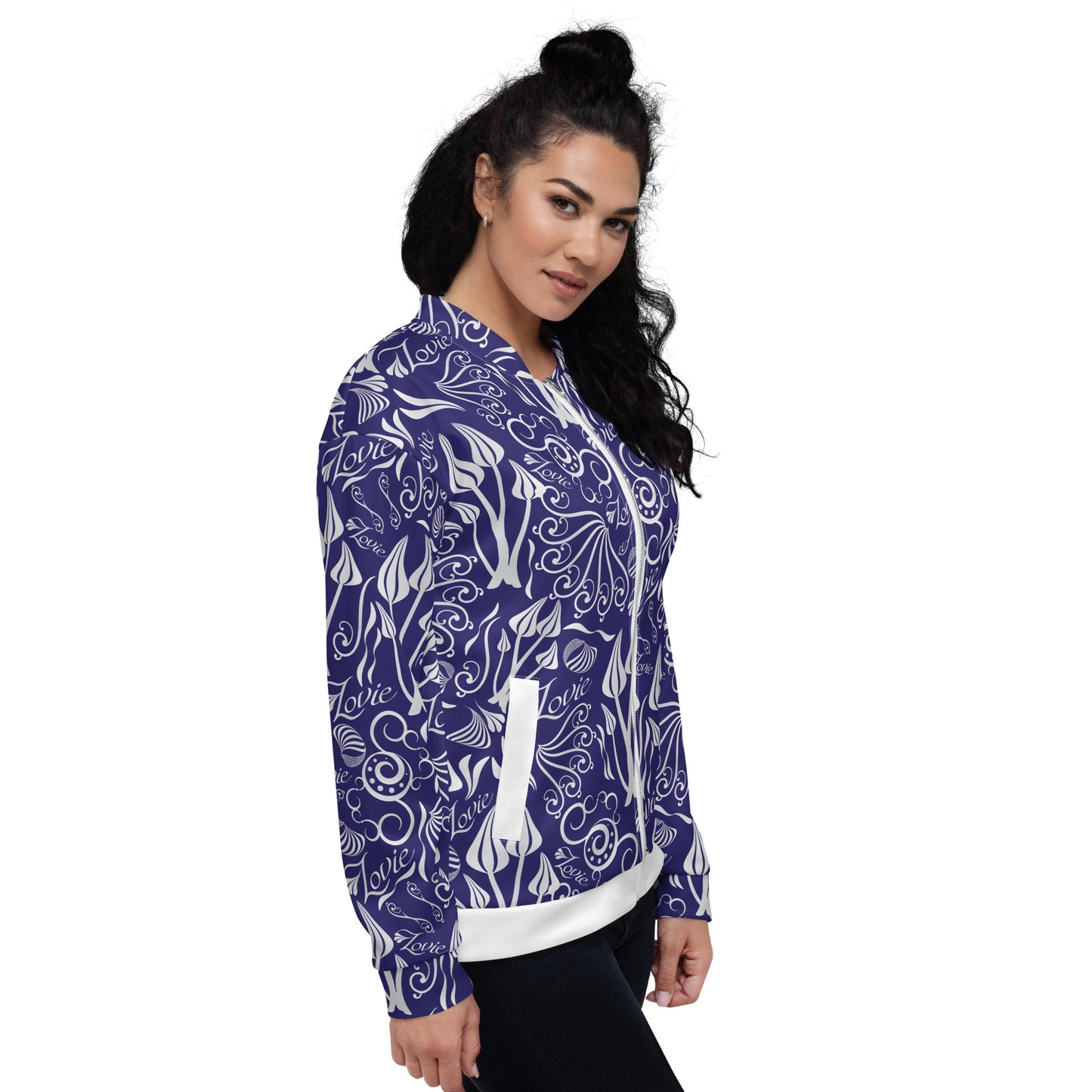 Unisex Bomber Jacket Kukloso 'Lovie' No 1 Navy - Free Shipping