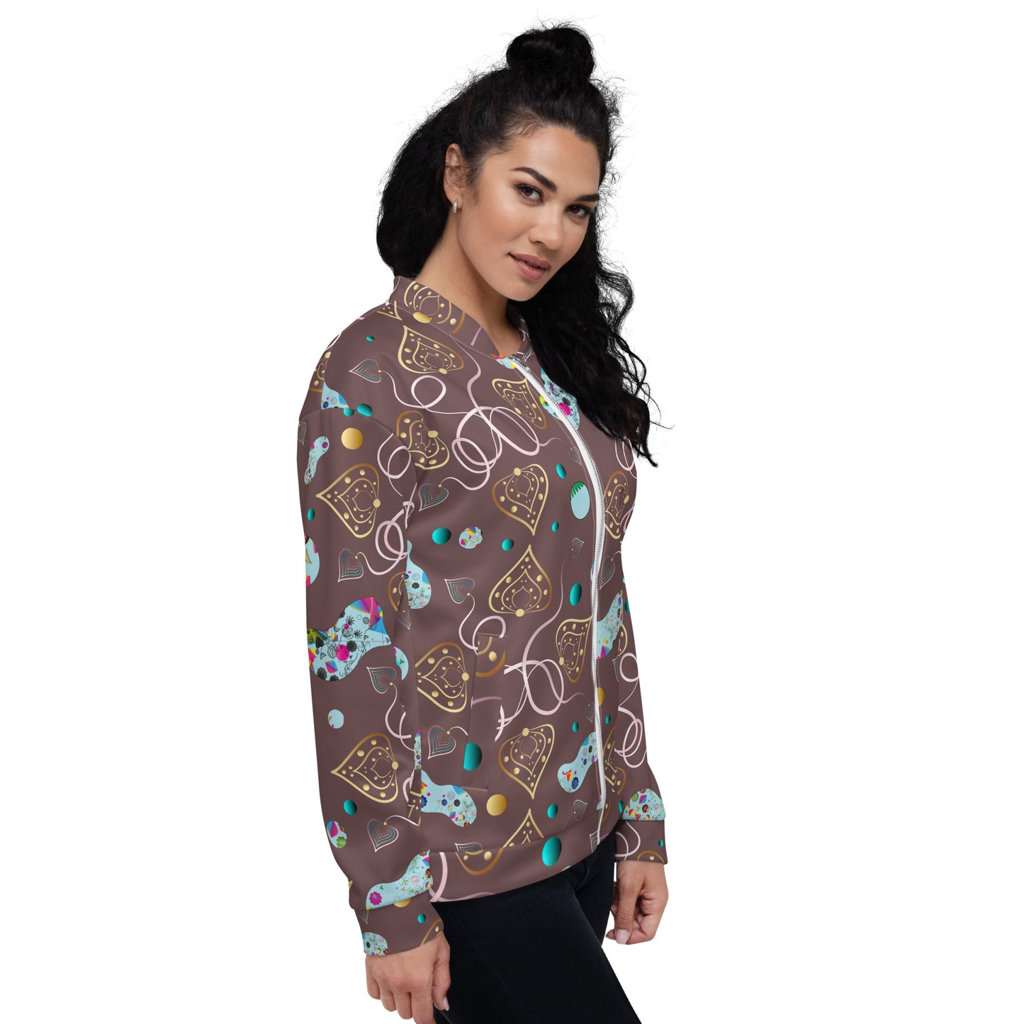 Unisex Bomber Jacket Kukloso Abstractical No 24/25 Cocoa - Free Shipping