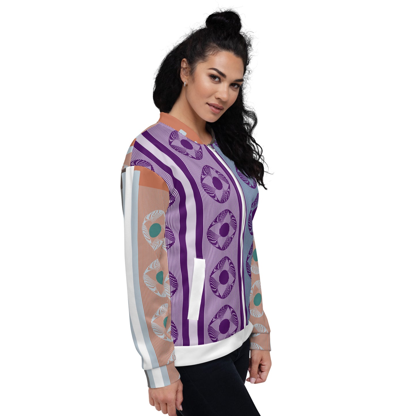 Unisex Bomber Jacket Kukloso Geographica Stripes No 1 - Free Shipping
