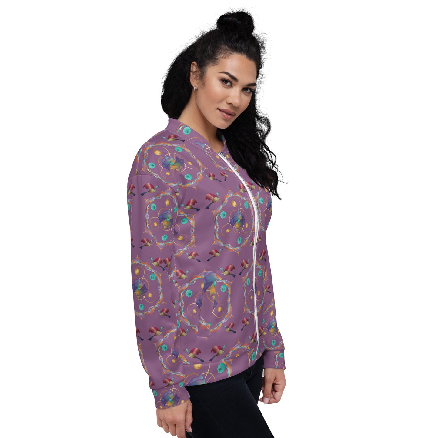 Unisex Bomber Jacket Kukloso Fleuron No 15 Pattern - Free Shipping