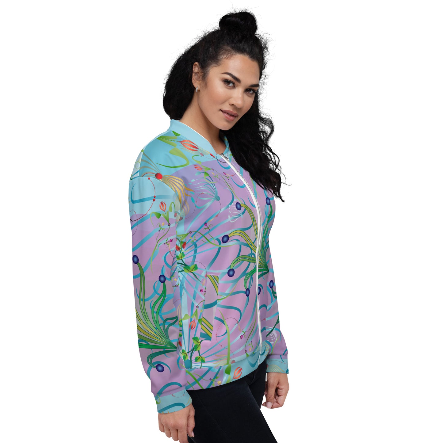 Unisex Bomber Jacket Kukloso Melange de fleur No 80 - Free Shipping