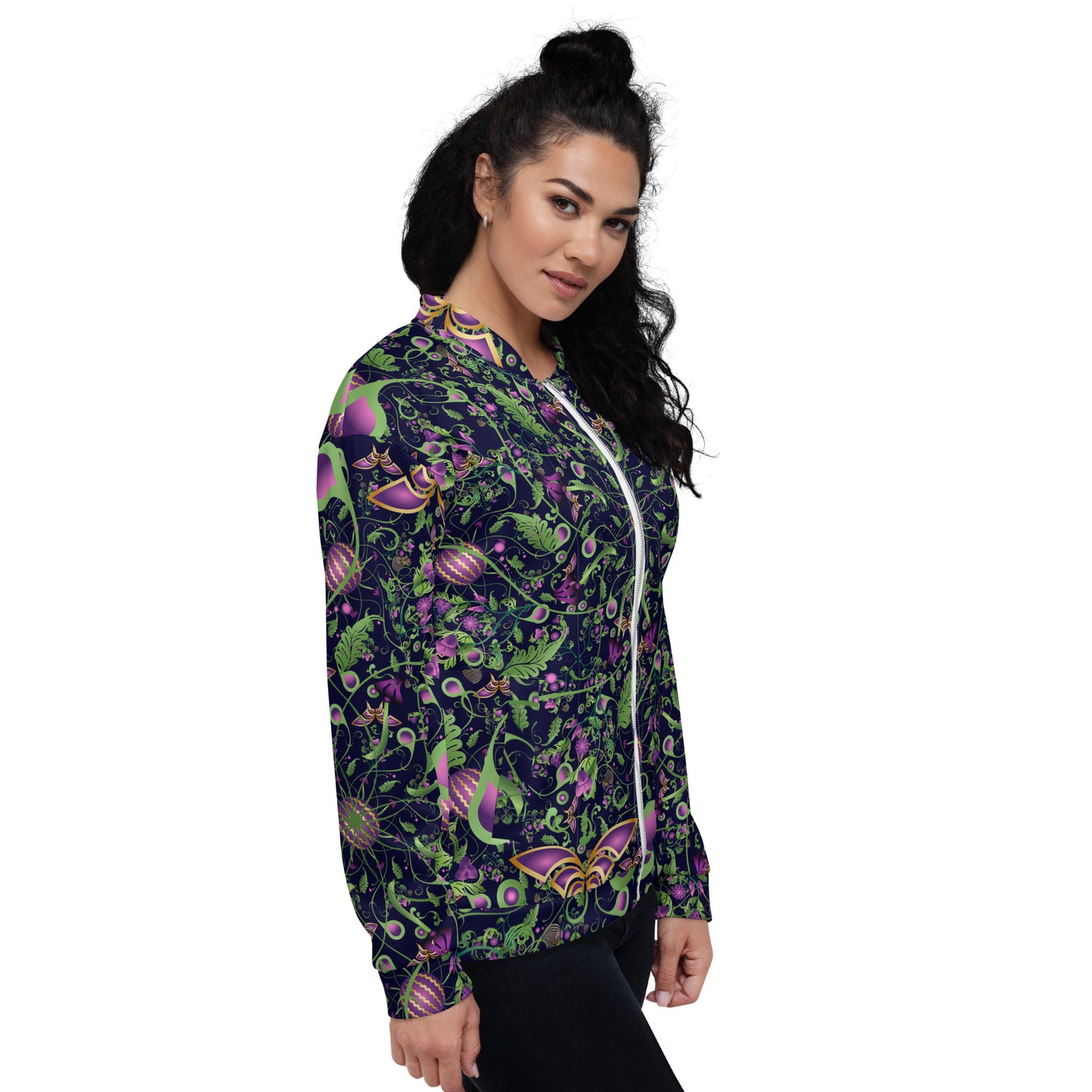 Unisex Bomber Jacket Kukloso Melange de fleur No 6A - Free Shipping