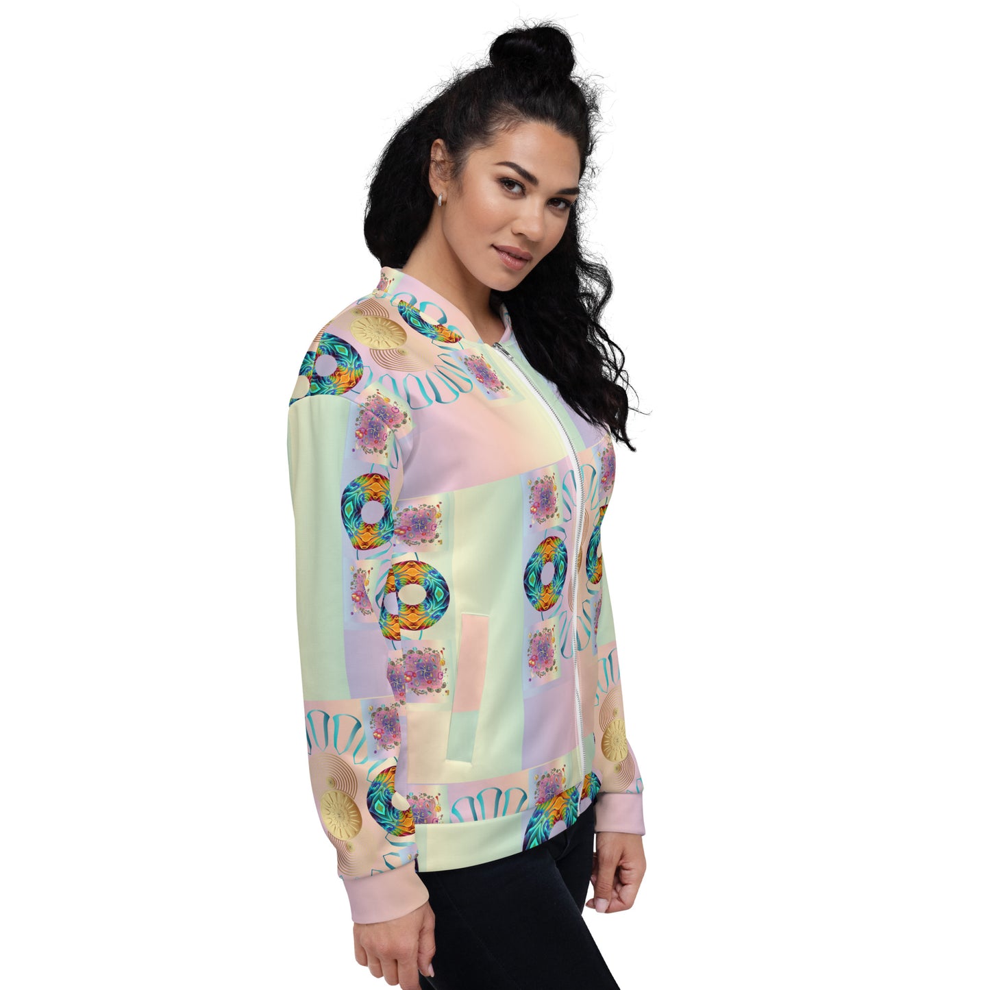 Unisex Bomber Jacket Kukloso Multicolored Collage No 2 - Free Shipping