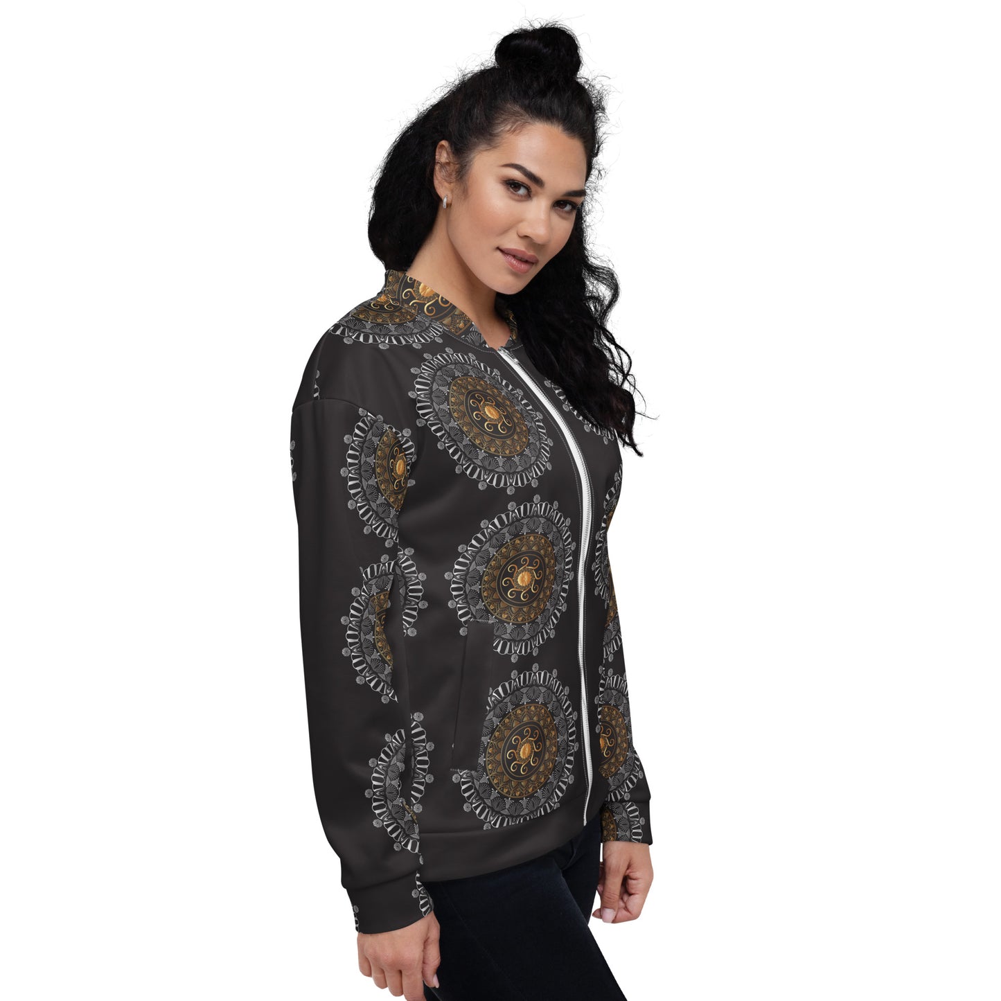 Unisex Bomber Jacket Kukloso Kuklos Mandala No 4321 - Free Shipping