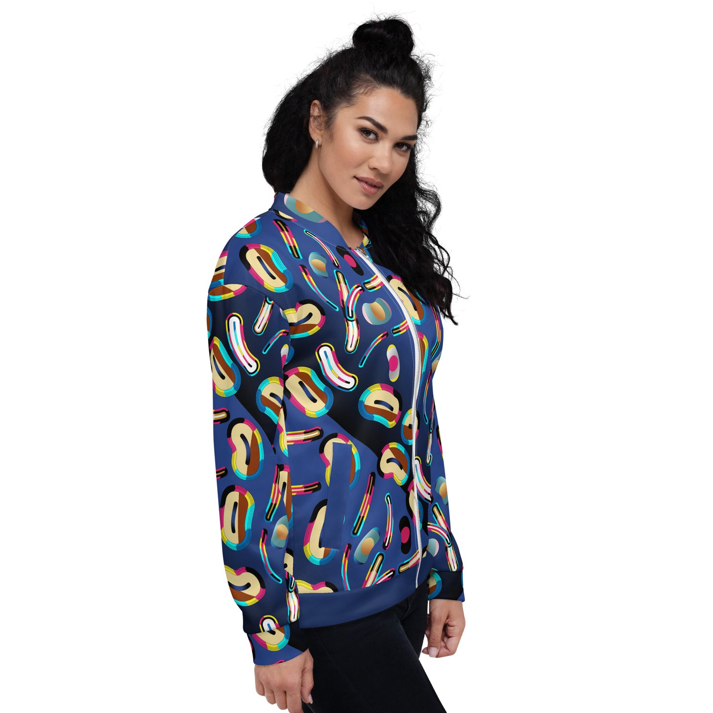 Unisex Bomber Jacket Kukloso Abstracticon No 6 Large Pattern - Free Shipping