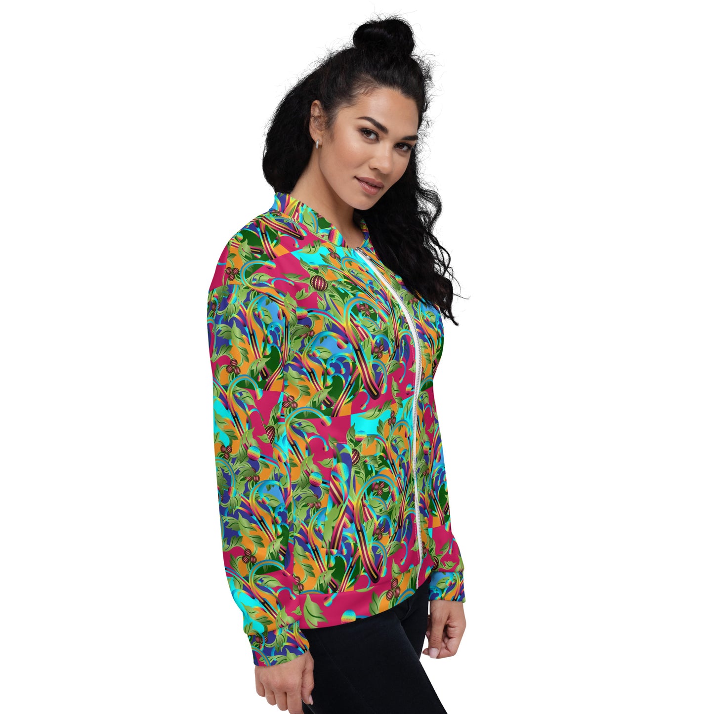 Unisex Bomber Jacket Kukloso Abstracticon Floral No 5 - Free Shipping