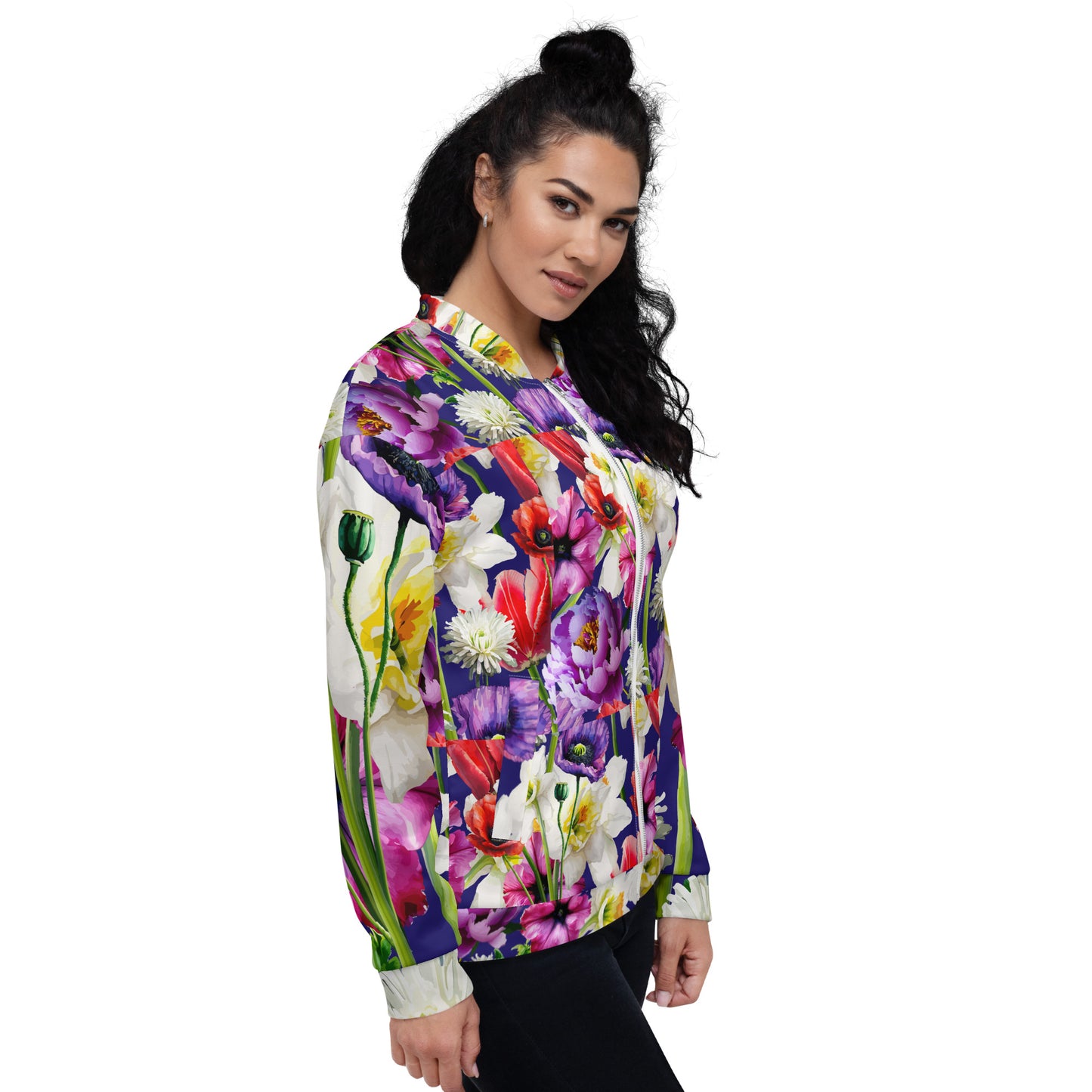 Unisex Bomber Jacket Kukloso Abstracticon Florals No 9 - Free Shipping