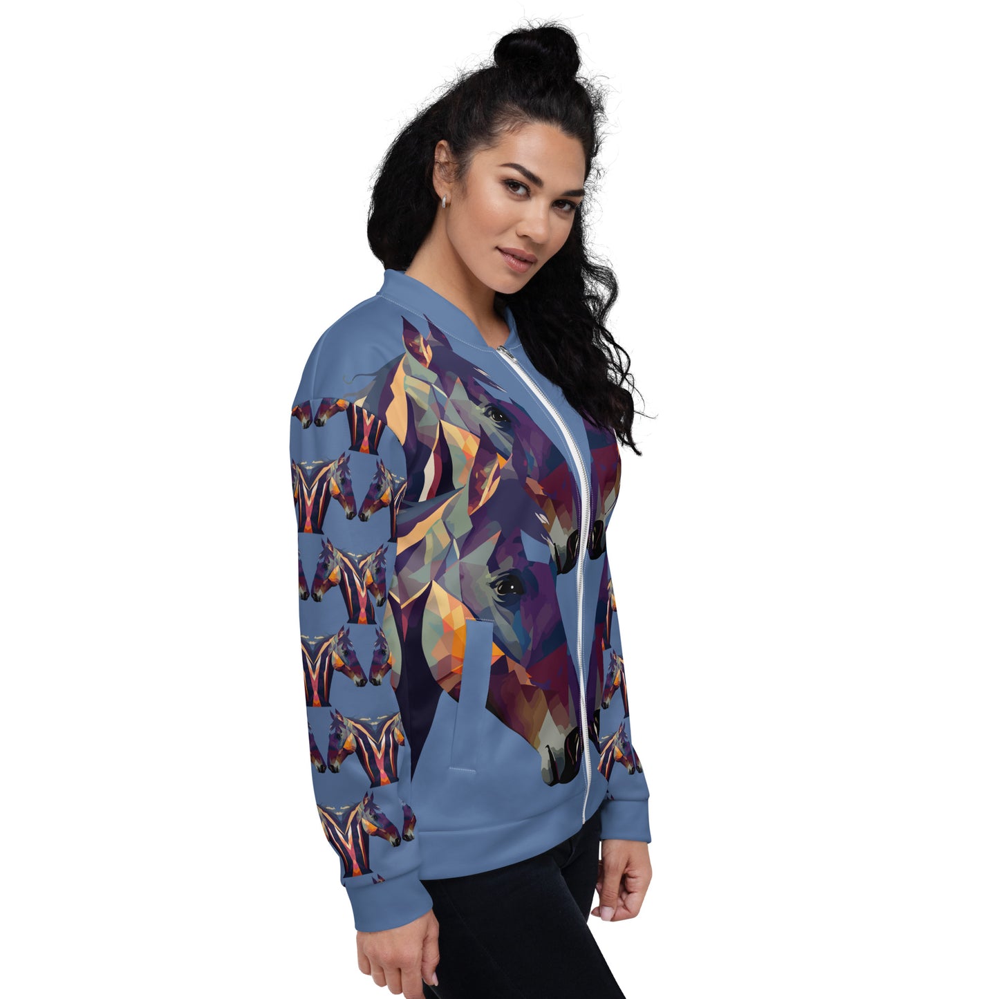 Unisex Bomber Jacket Kukloso Abstracticon No 37 'The Horses' - Free Shipping