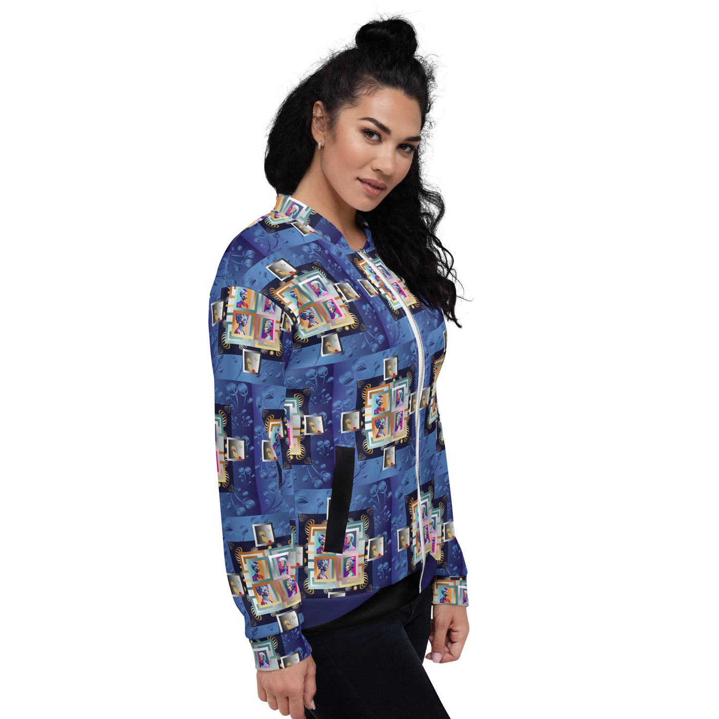 Unisex Bomber Jacket Kukloso Four Ladies Collage No 1 Small Pattern - Free Shipping